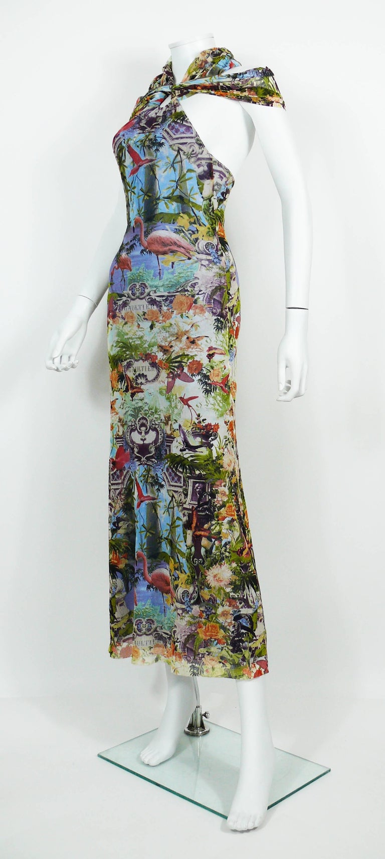 Jean Paul Gaultier Vintage Tropical Print Sheer Halter Dress at 1stDibs ...
