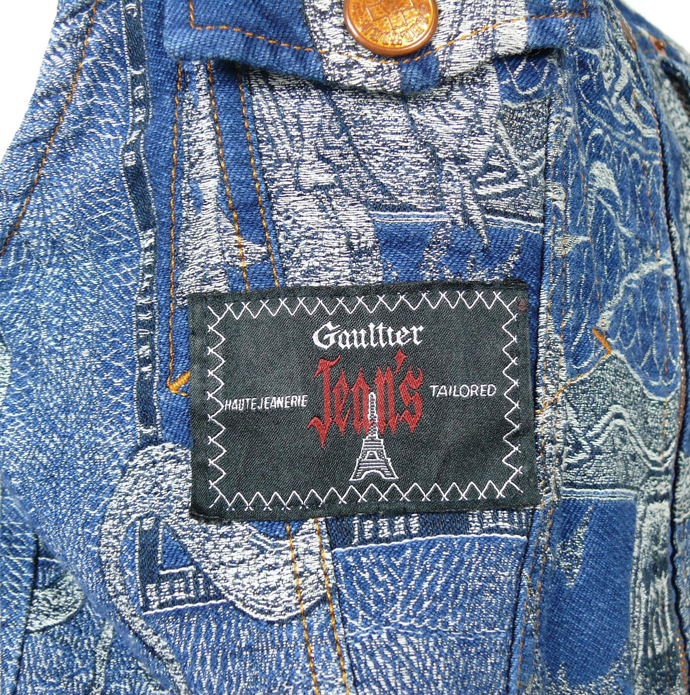 Jean Paul Gaultier Vintage Dragons Jacquard Denim Vest 2