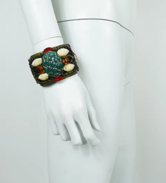 Hanna Bernhard Vintage African Masks Cuff Bracelet