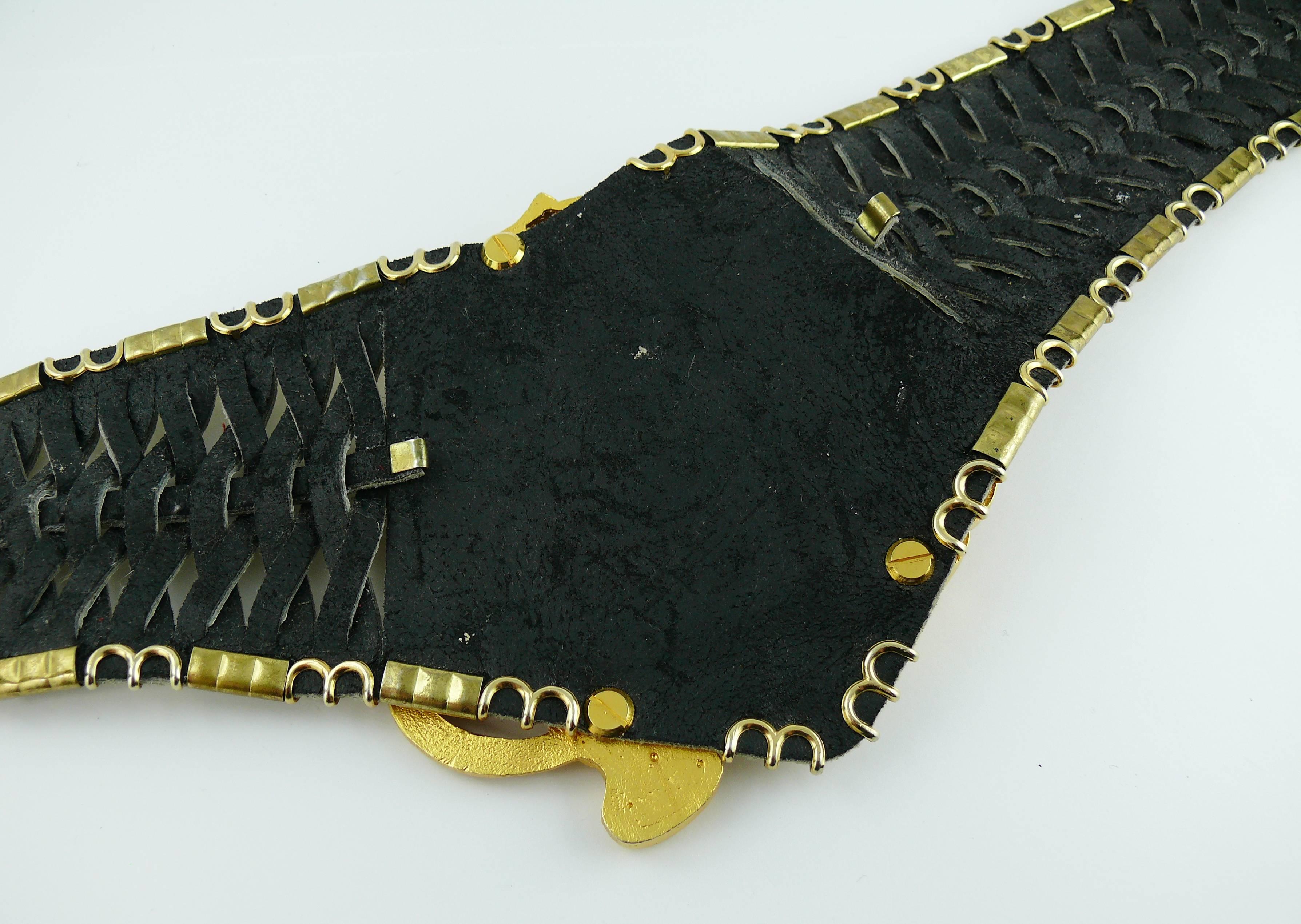 Jose Cotel Vintage Leopard Woven Leather Belt 7