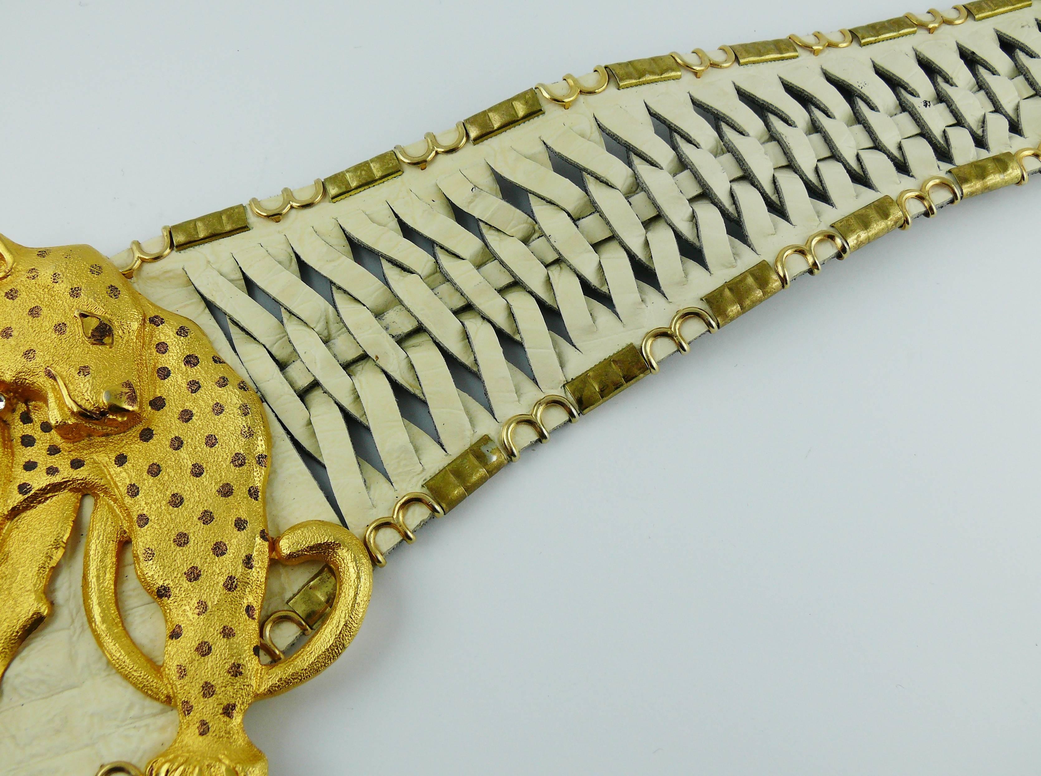 Jose Cotel Vintage Leopard Woven Leather Belt 2