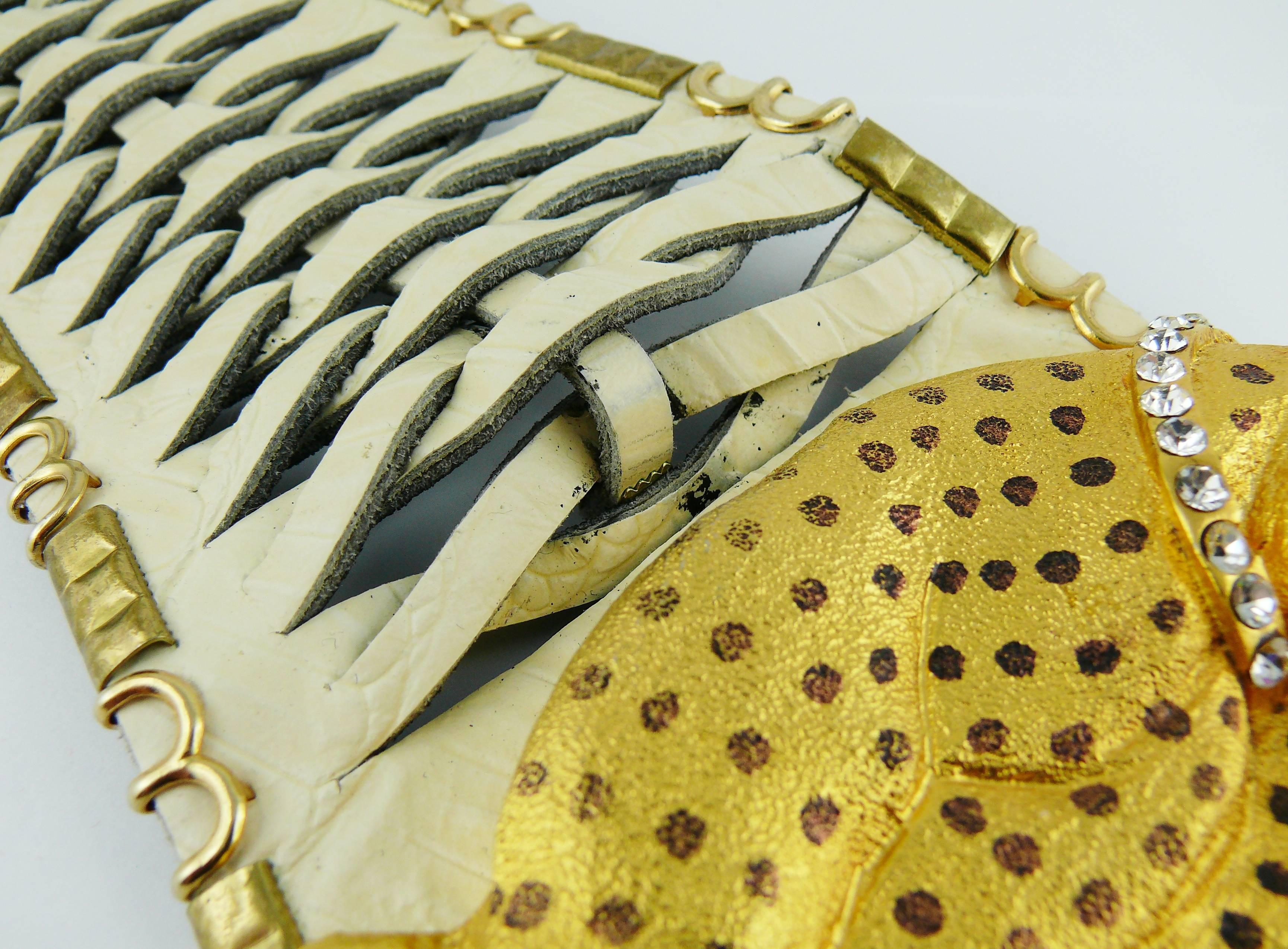 Jose Cotel Vintage Leopard Woven Leather Belt 12