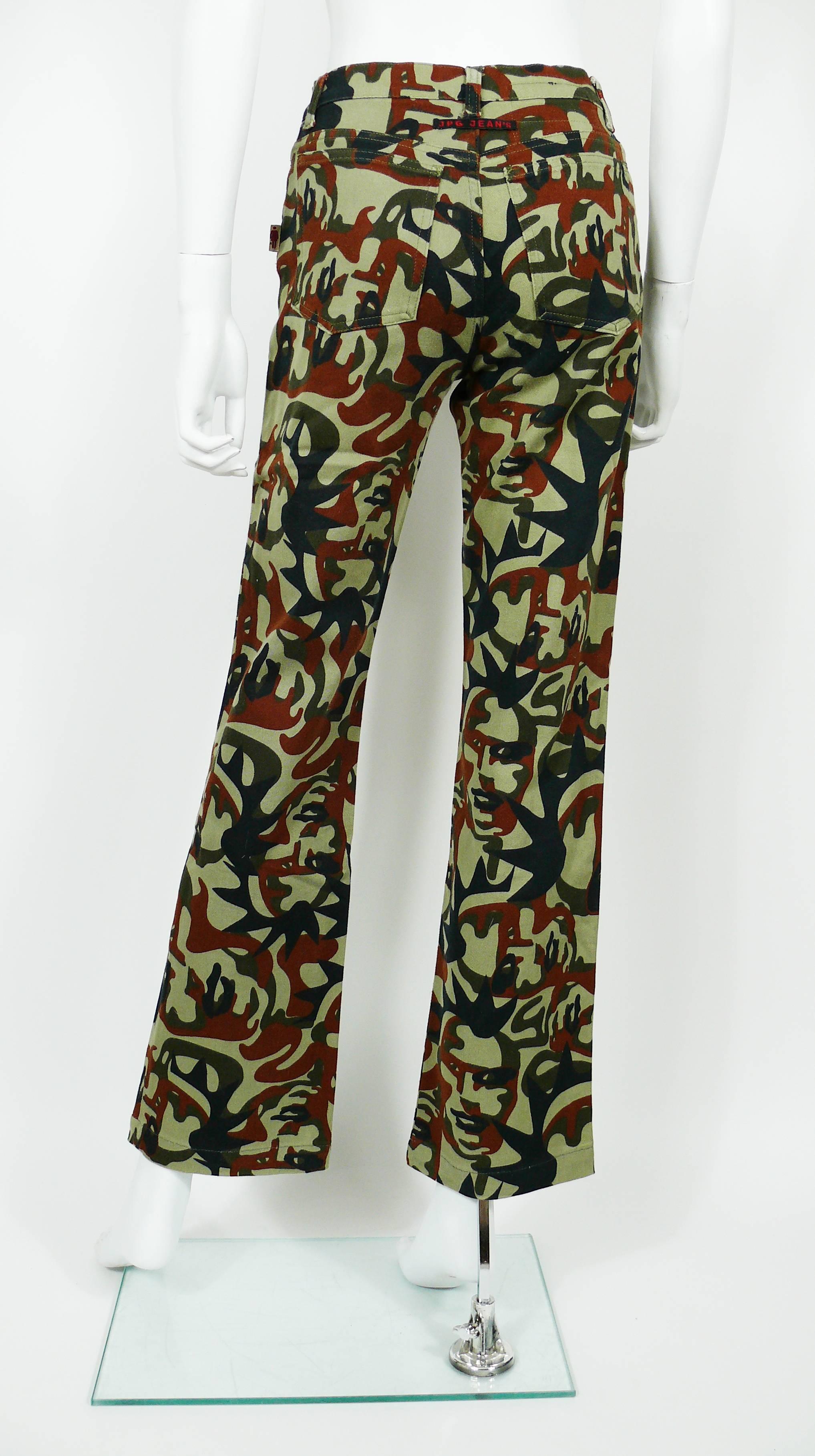Women's Jean Paul Gaultier Vintage Camouflage Faces Pants Trousers
