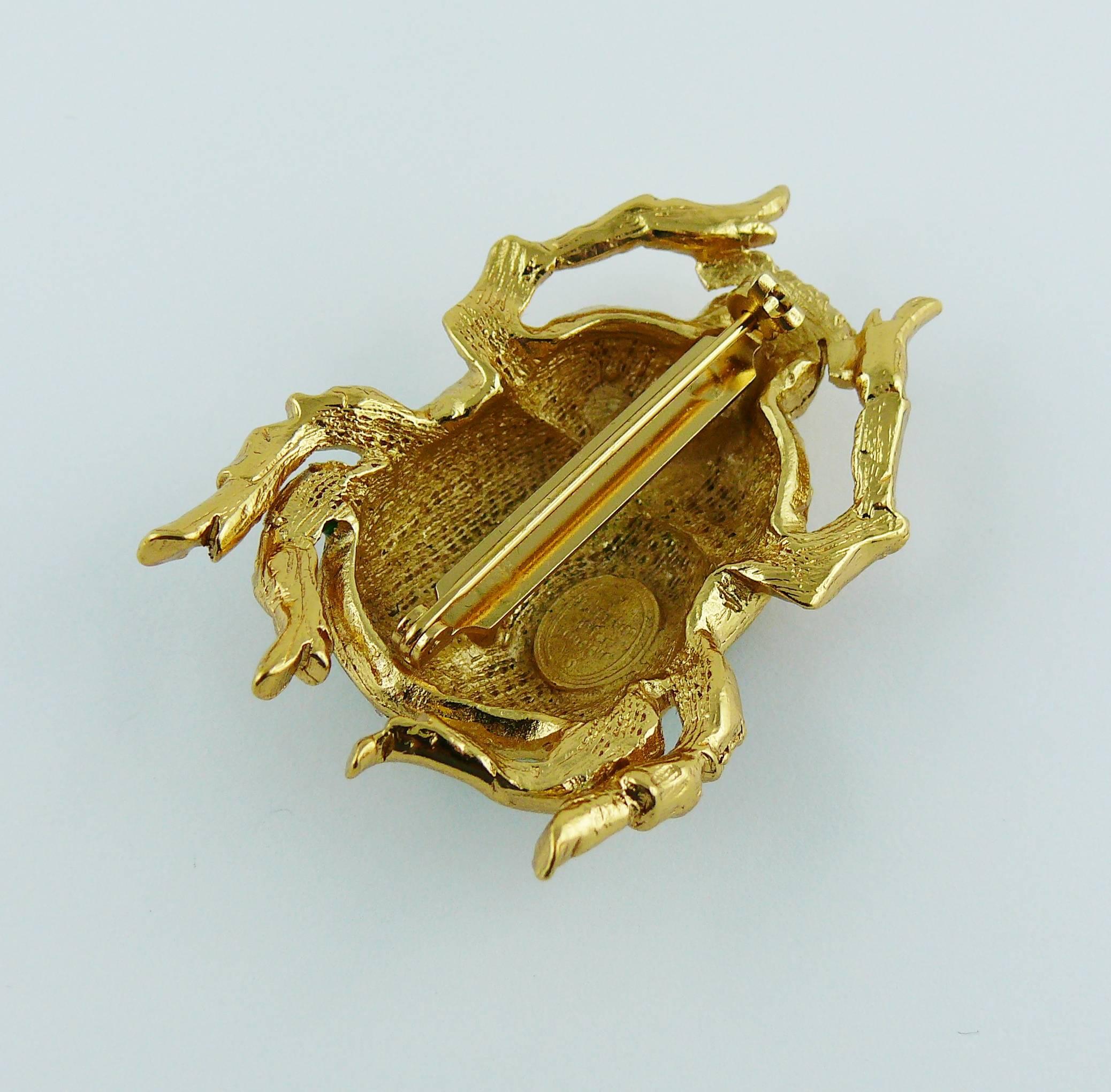 Christian Dior Boutique Vintage Jewelled Scarab Brooch In Excellent Condition In Nice, FR