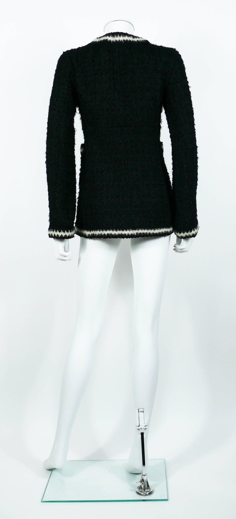 Chanel Vintage Fall 1998 Iconic Black and White Trim Boucle Cardigan ...