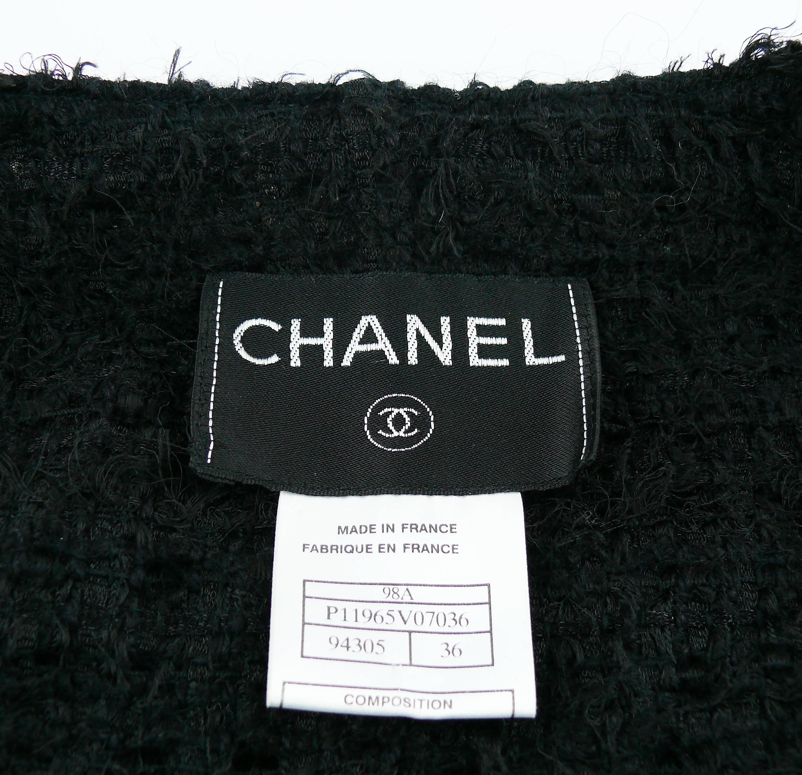 Chanel Vintage Fall 1998 Iconic Black & White Trim Boucle Cardigan Jacket 7