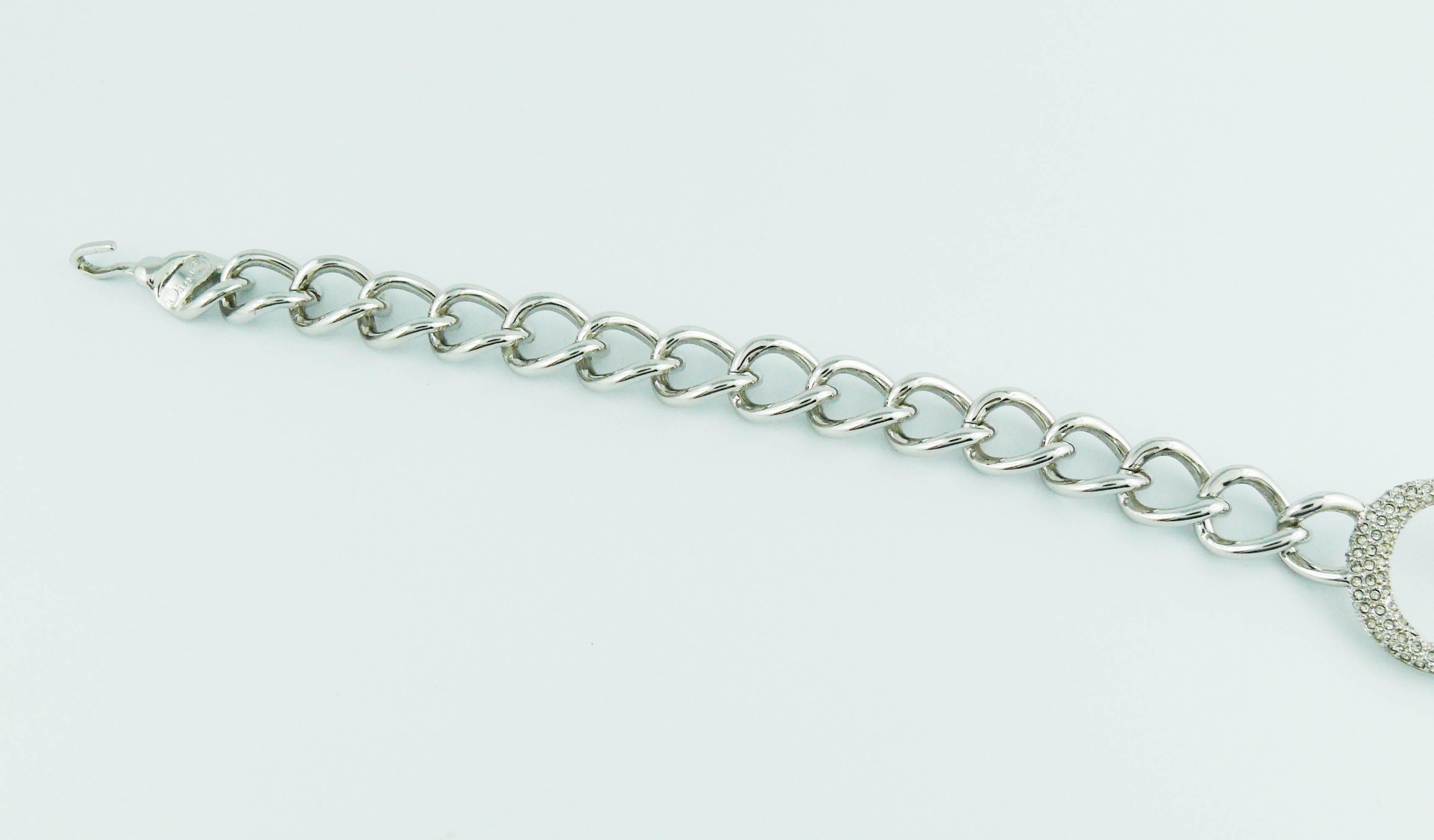 Christian Dior Silver Toned Diamante CD Monogram Necklace 1