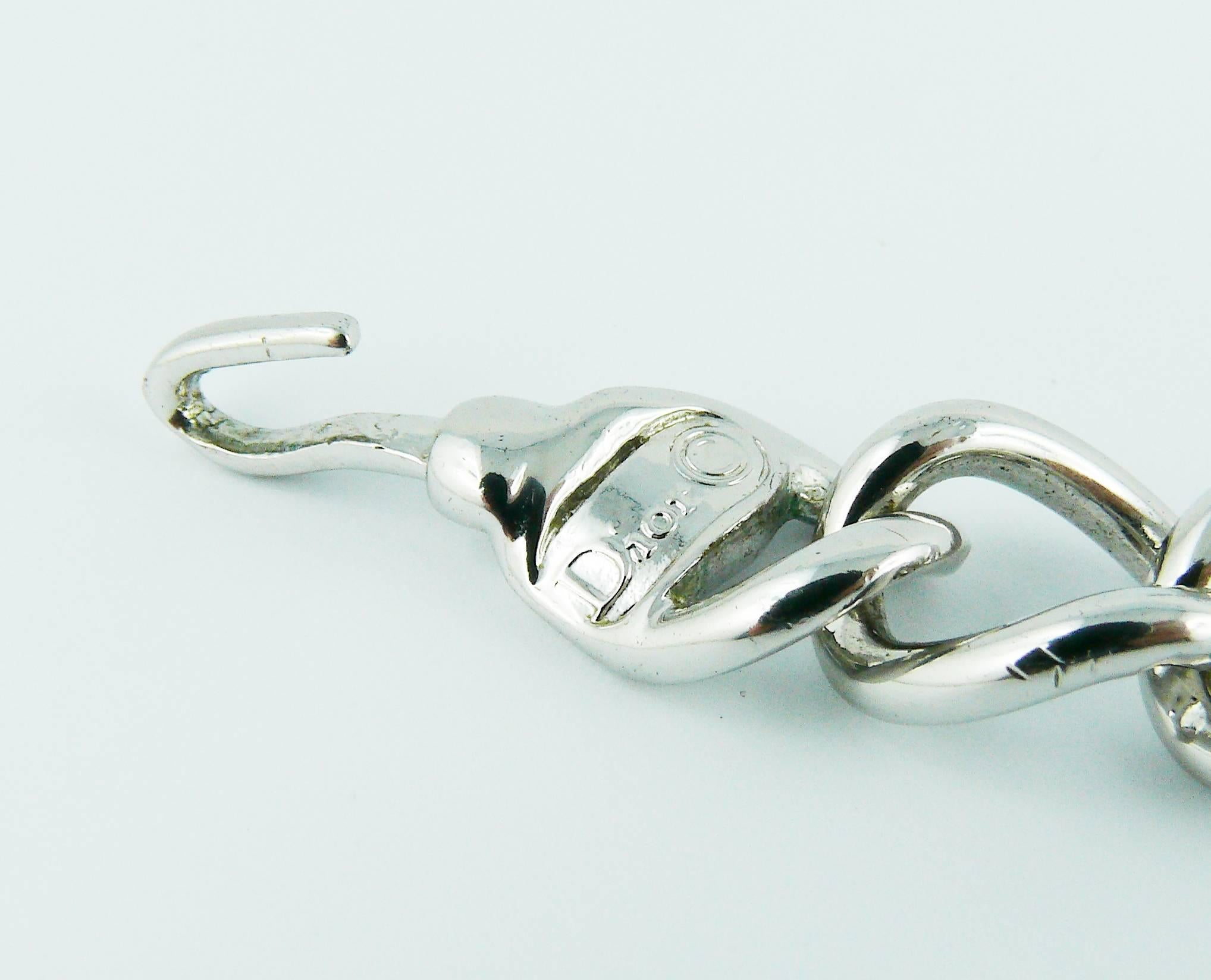 Christian Dior Silver Toned Diamante CD Monogram Necklace 3