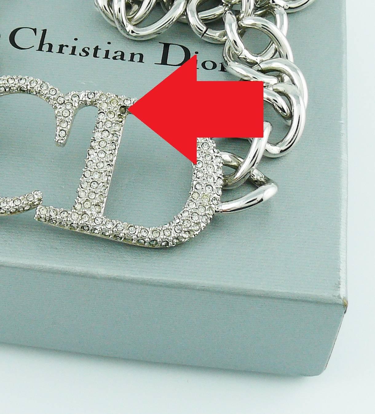Christian Dior Silver Toned Diamante CD Monogram Necklace 4