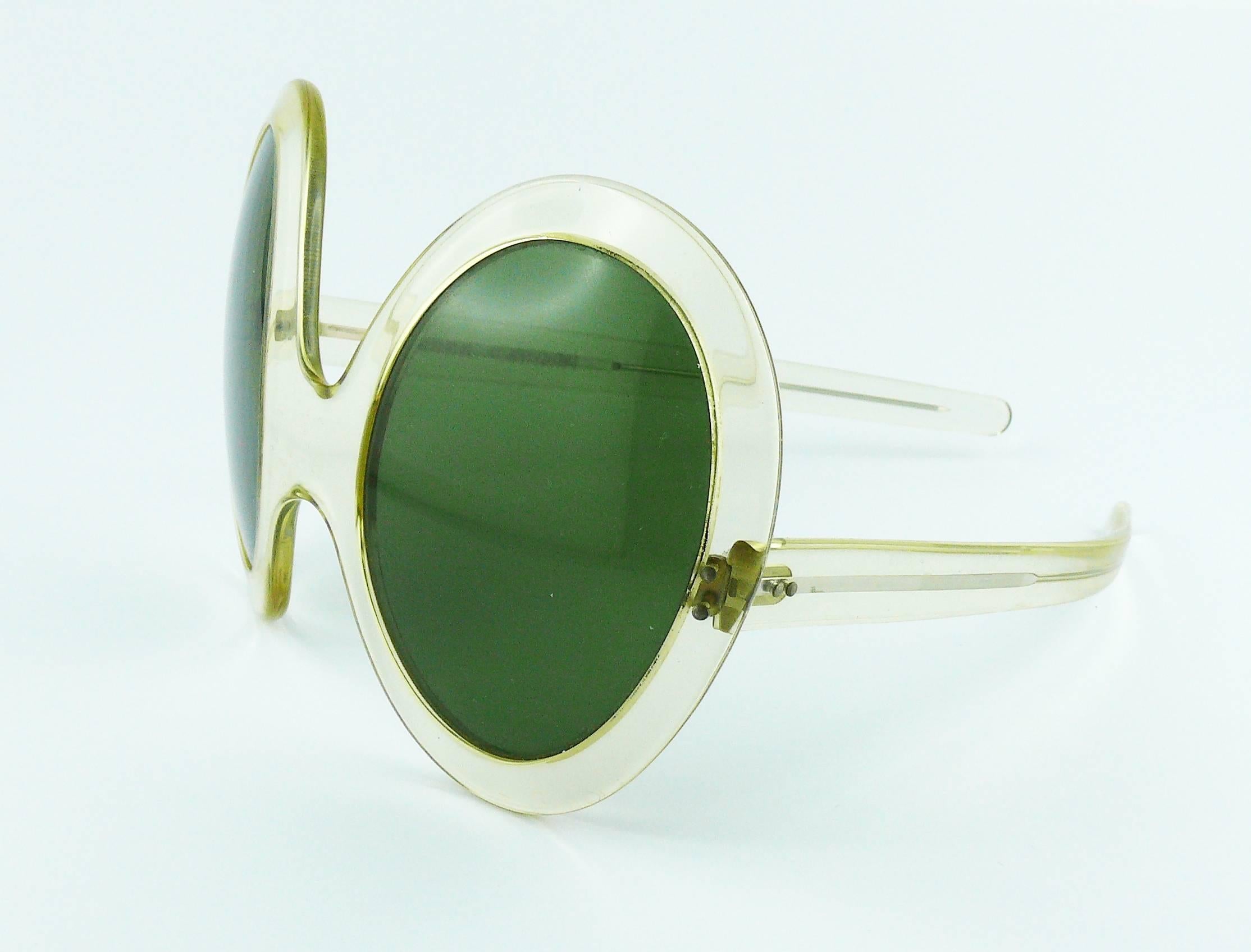 Gray Pierre Cardin Vintage Lucite Oversized Avantgarde Sunglasses