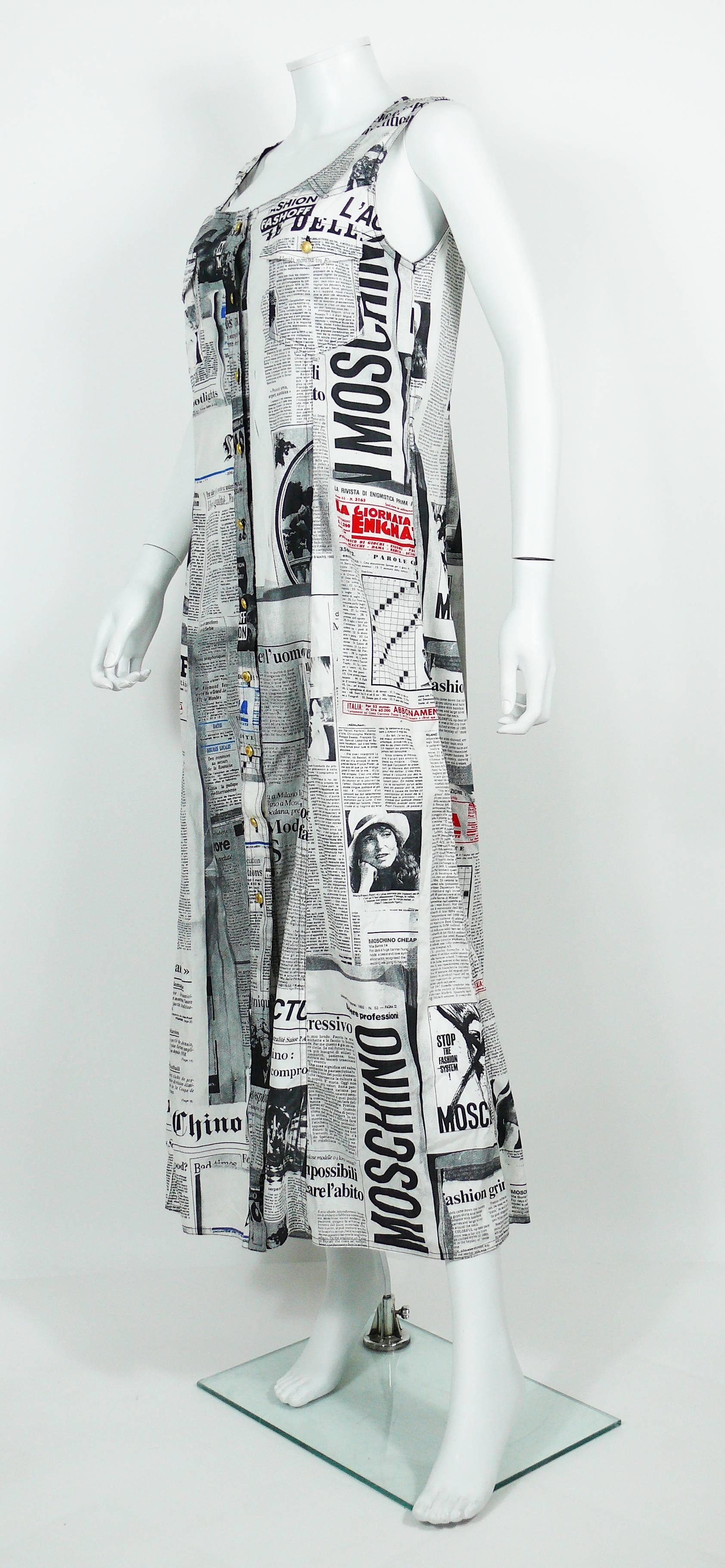 Moschino Vintage Iconic Newspaper Print Dress US Size 4 1