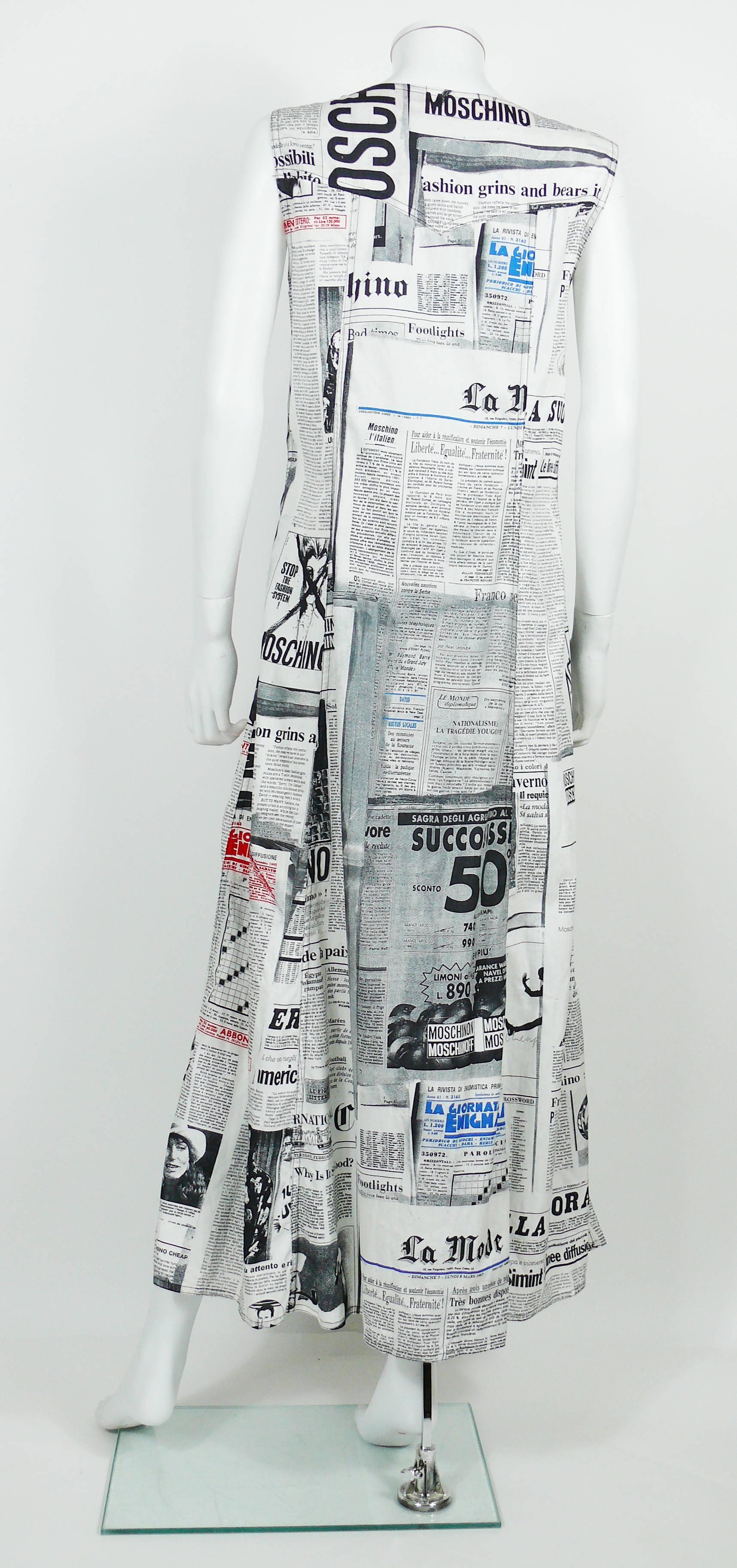 Moschino Vintage Iconic Newspaper Print Dress US Size 4 4