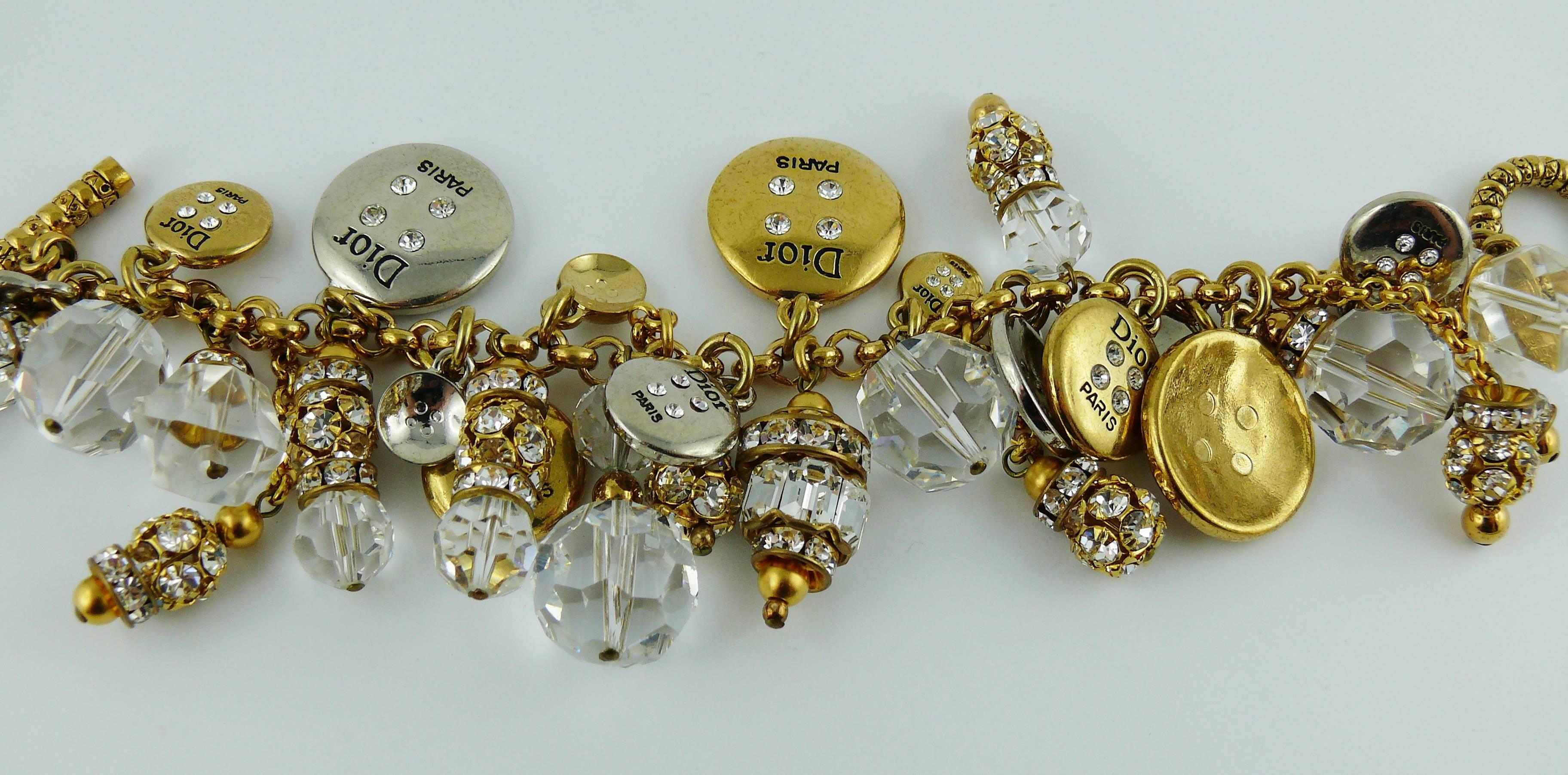 Christian Dior Boutique Vintage Iconic Buttons and Jewelled Charms Bracelet In Excellent Condition In Nice, FR