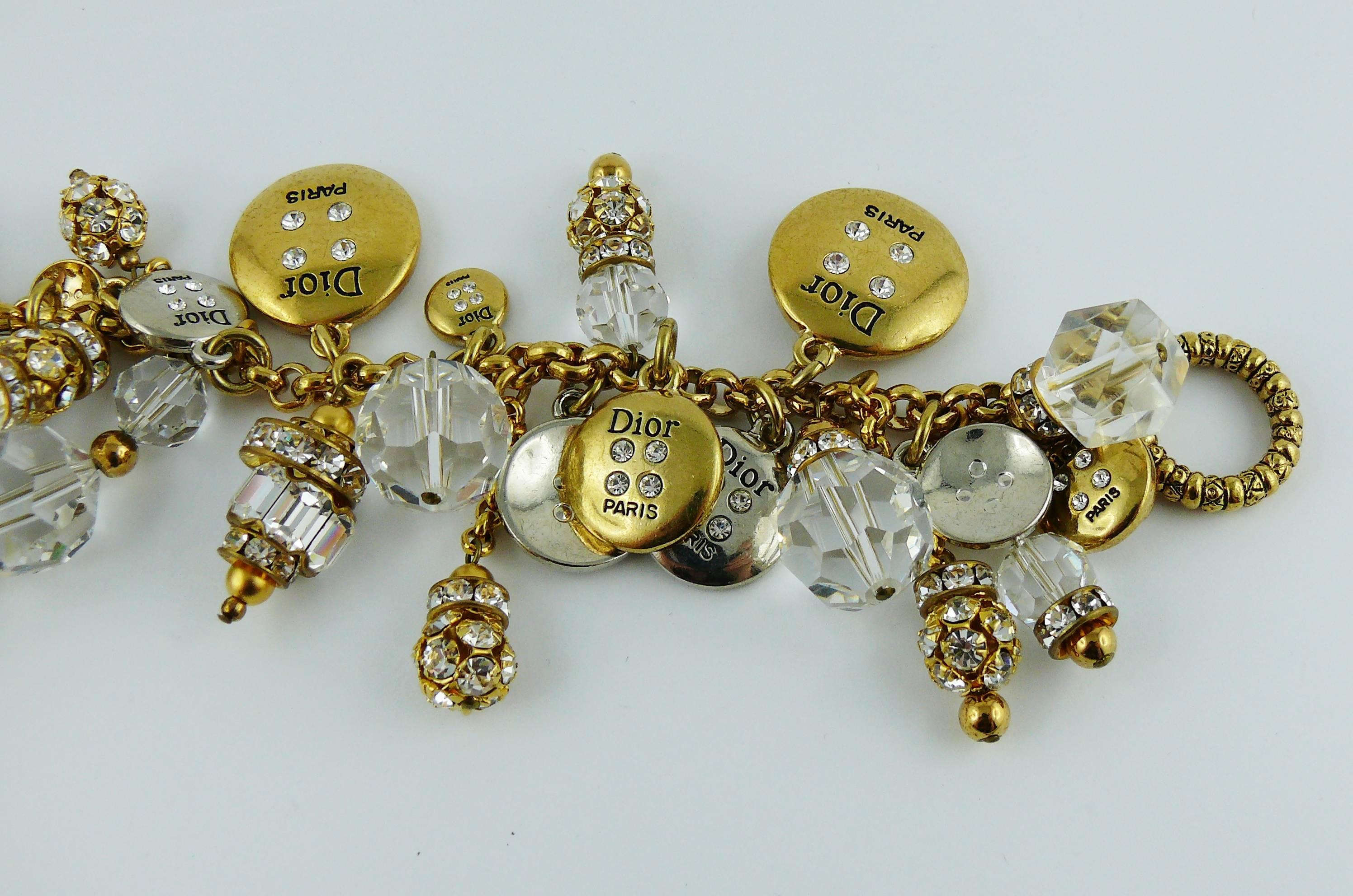 Women's Christian Dior Boutique Vintage Iconic Buttons and Jewelled Charms Bracelet