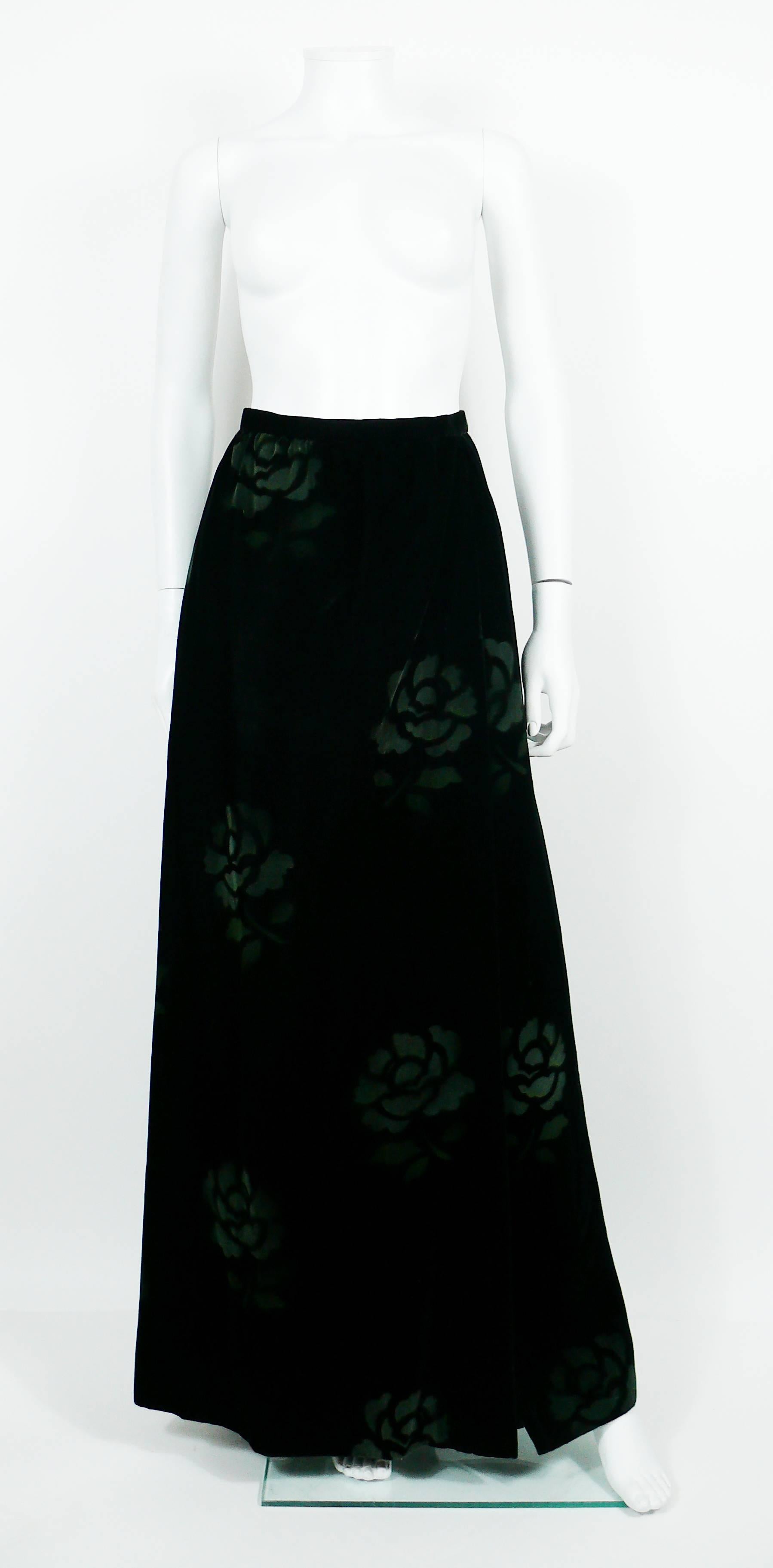 Jean Louis Scherrer Boutique Vintage Black Velvet Maxi Length Wrap Skirt In Excellent Condition In Nice, FR