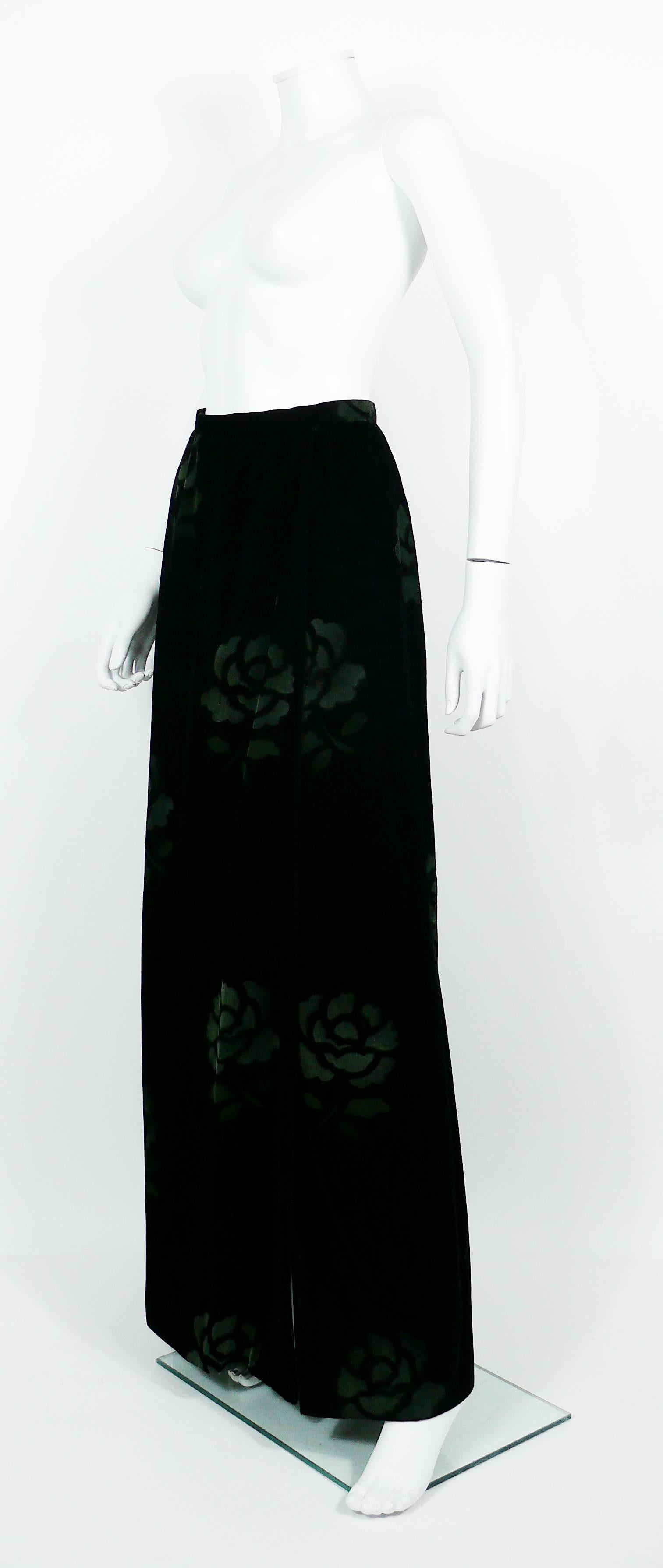 Jean Louis Scherrer Boutique Vintage Black Velvet Maxi Length Wrap Skirt 1
