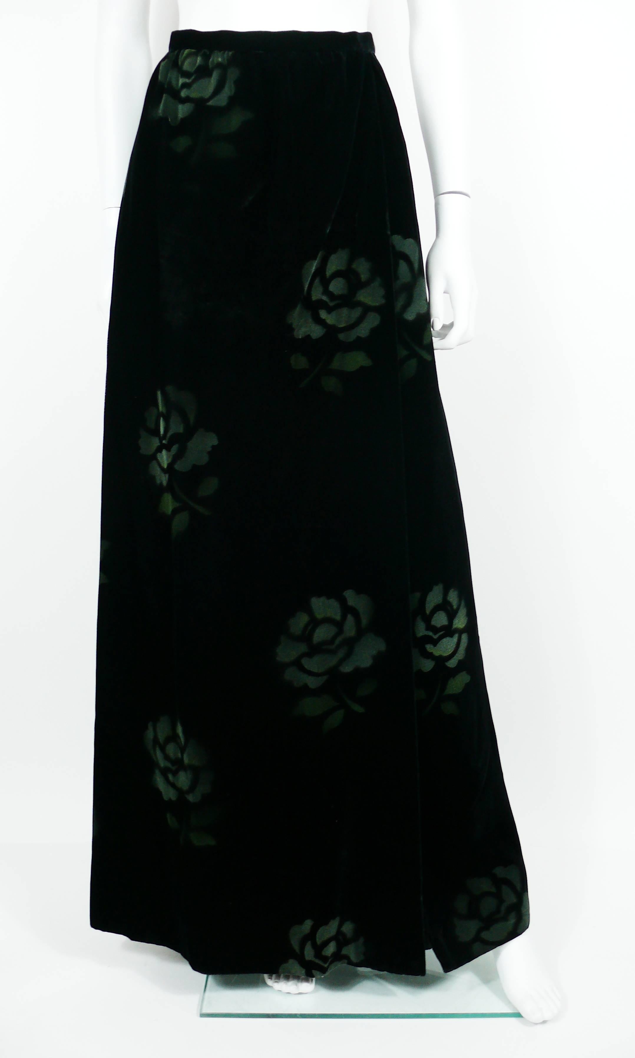 Women's Jean Louis Scherrer Boutique Vintage Black Velvet Maxi Length Wrap Skirt