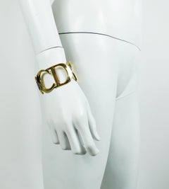 Christian Dior Vintage Iconic CD Logo Initials Cuff Bracelet