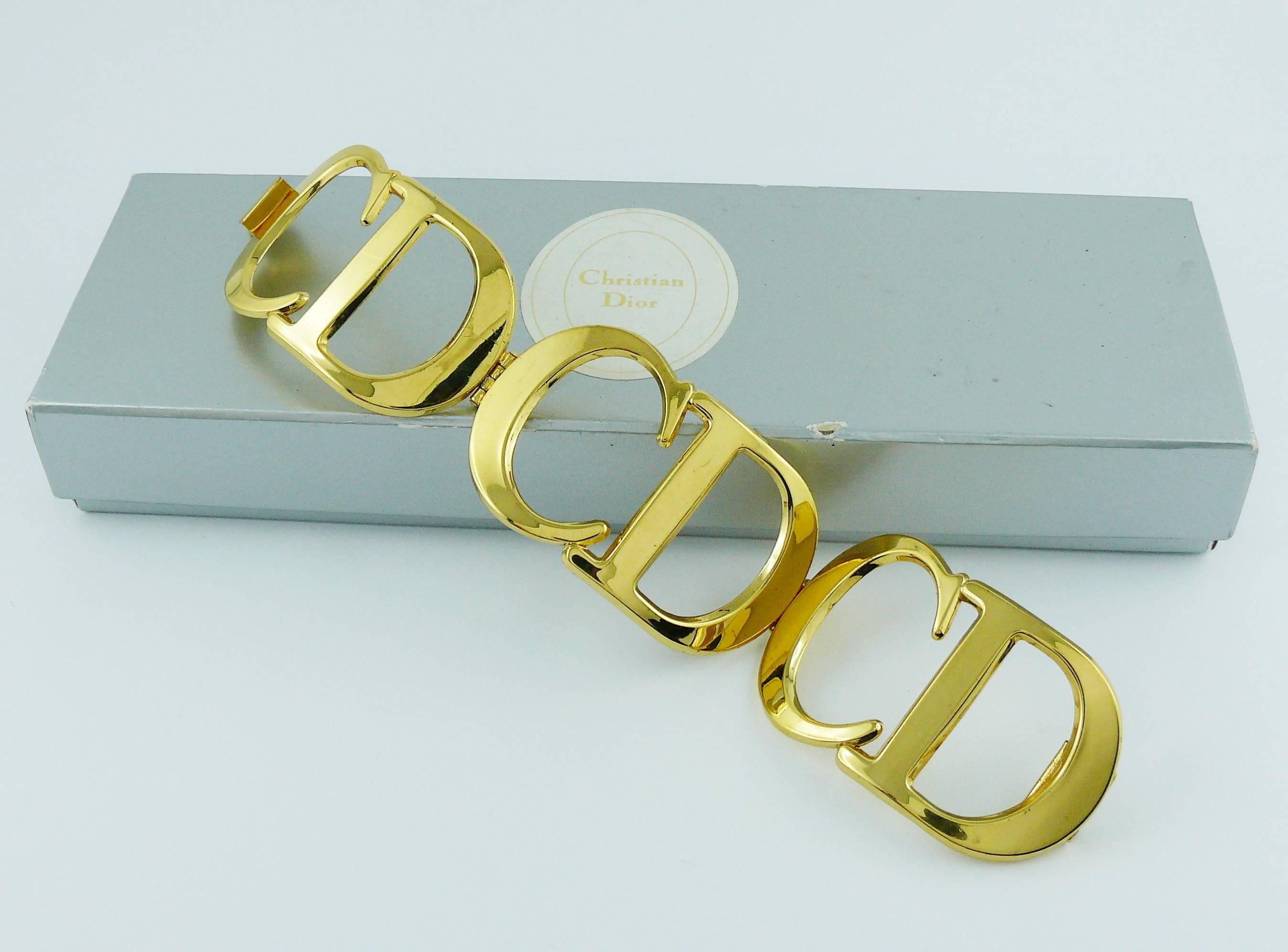 Christian Dior Vintage Iconic CD Logo Initials Cuff Bracelet In Excellent Condition In Nice, FR