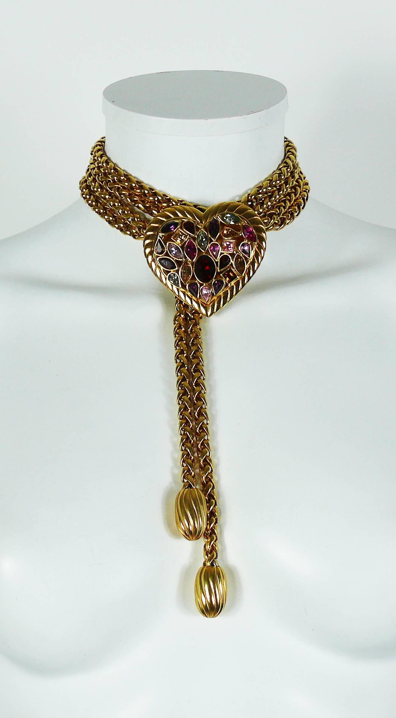 Yves Saint Laurent YSL Vintage Jewelled Heart Chain Belt 1