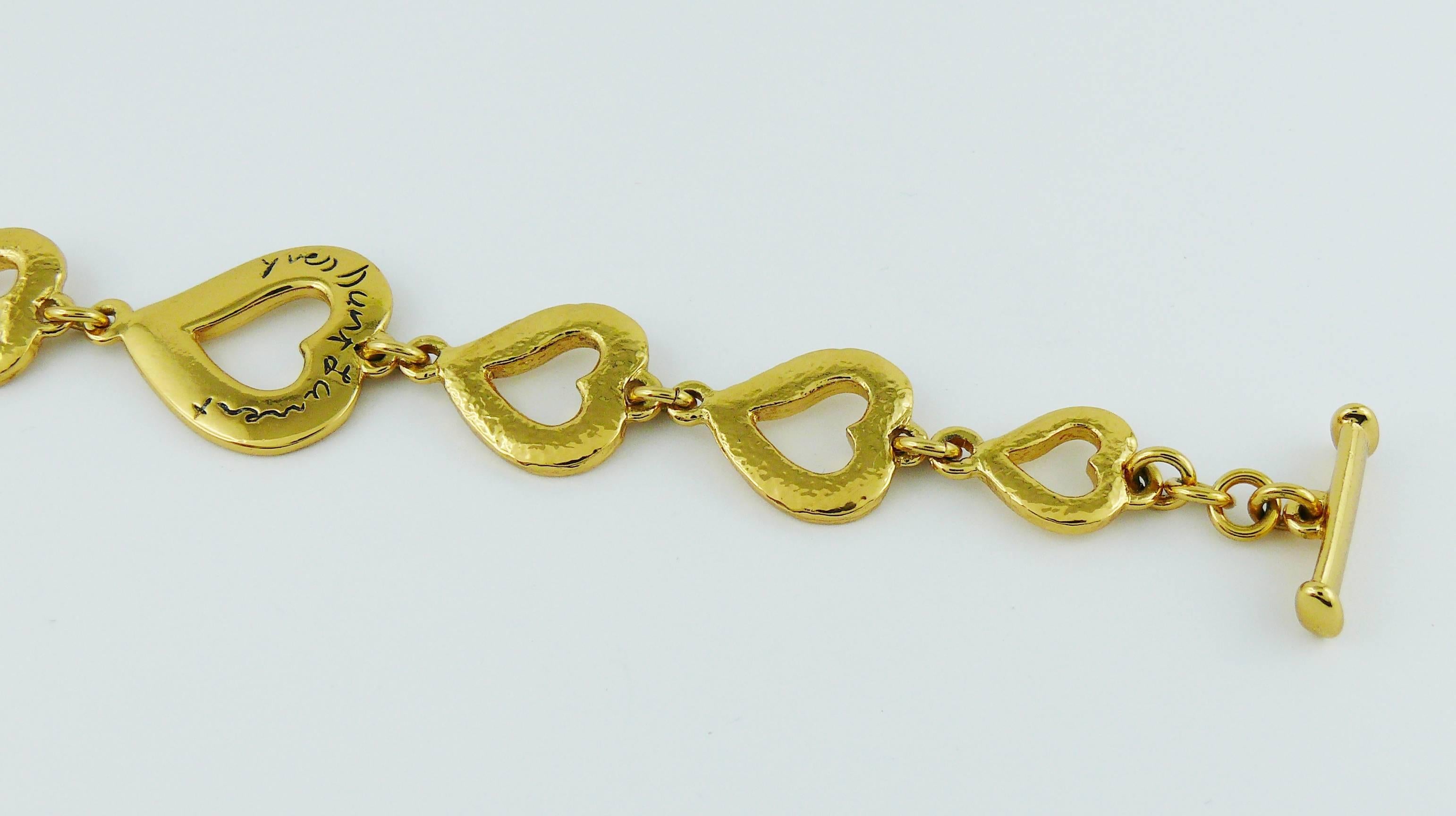 Women's Yves Saint Laurent YSL Vintage Gold Toned Heart Bracelet