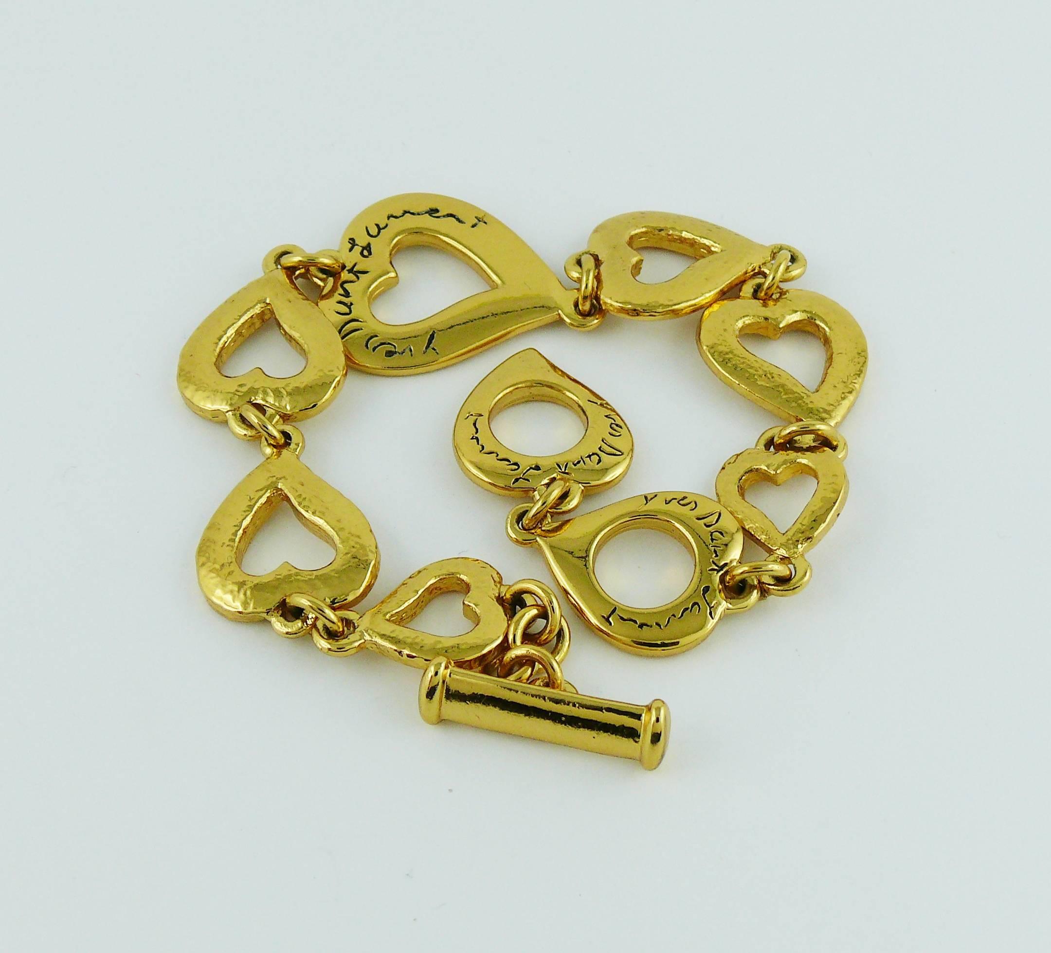 Yves Saint Laurent YSL Vintage Gold Toned Heart Bracelet 1