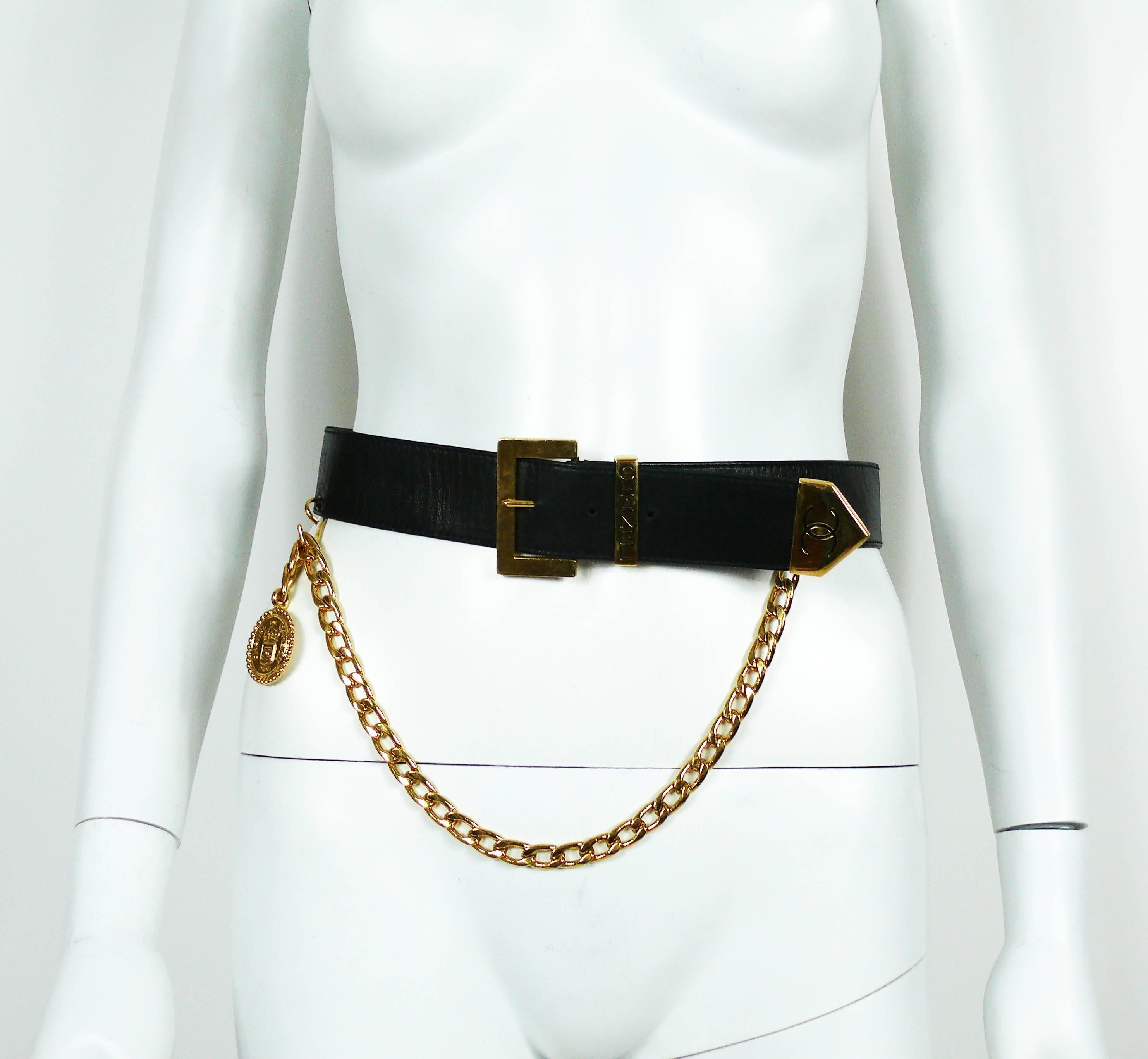 chanel black and gold belt