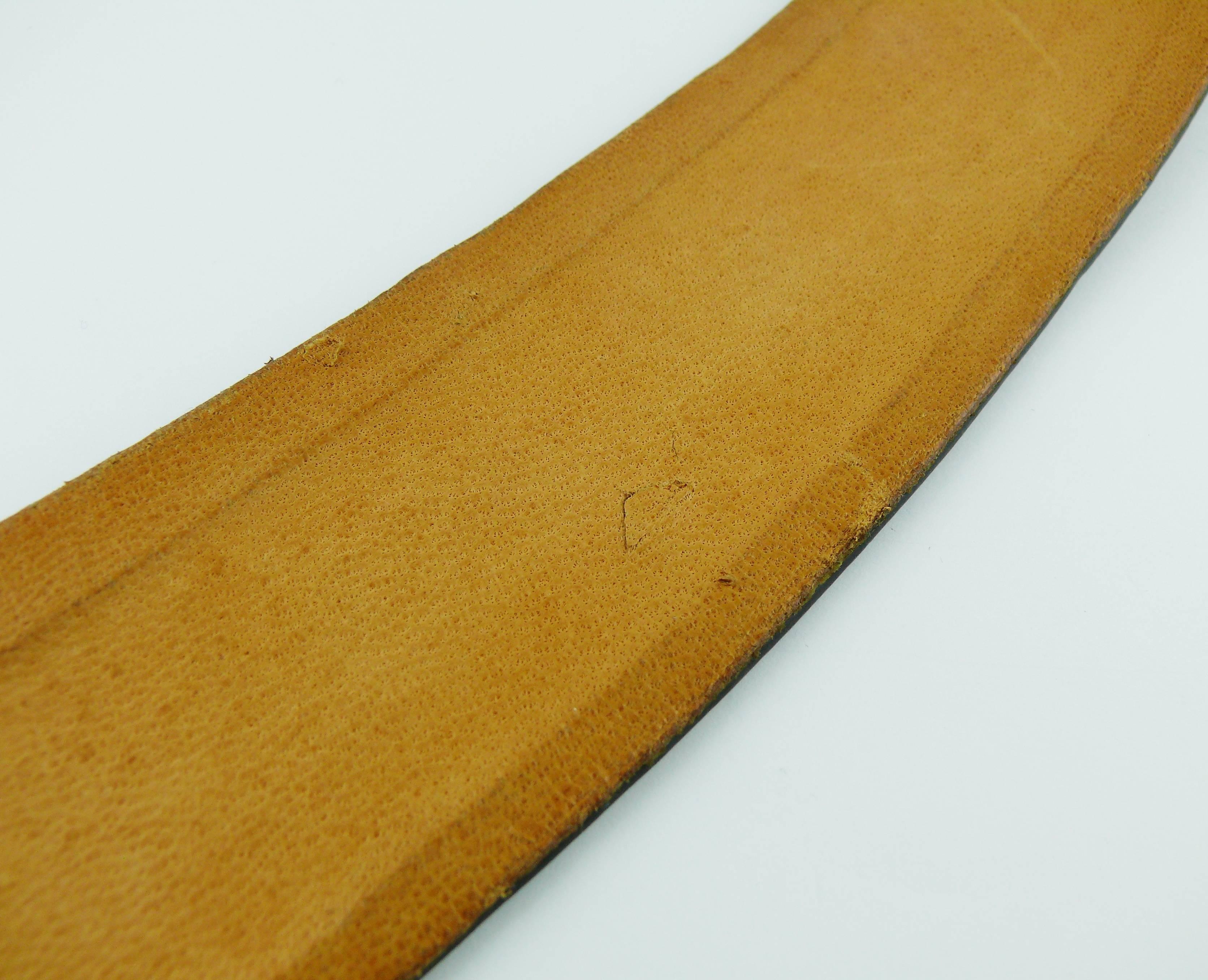 Pierre Cardin Vintage Black Patent Leather Belt with Bold Logo Buckle 10