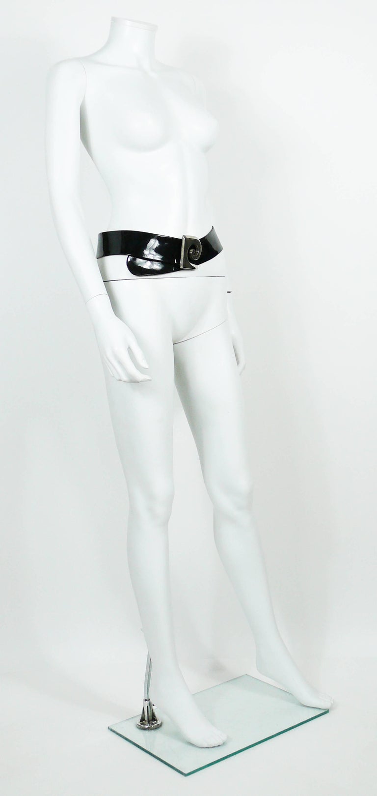Pierre Cardin Vintage Black Patent Leather Belt with Bold  display picture 3