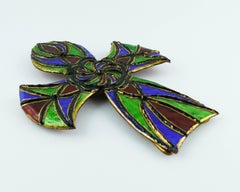 Andree Bazot Vintage Massive Enameled Cross Pendant