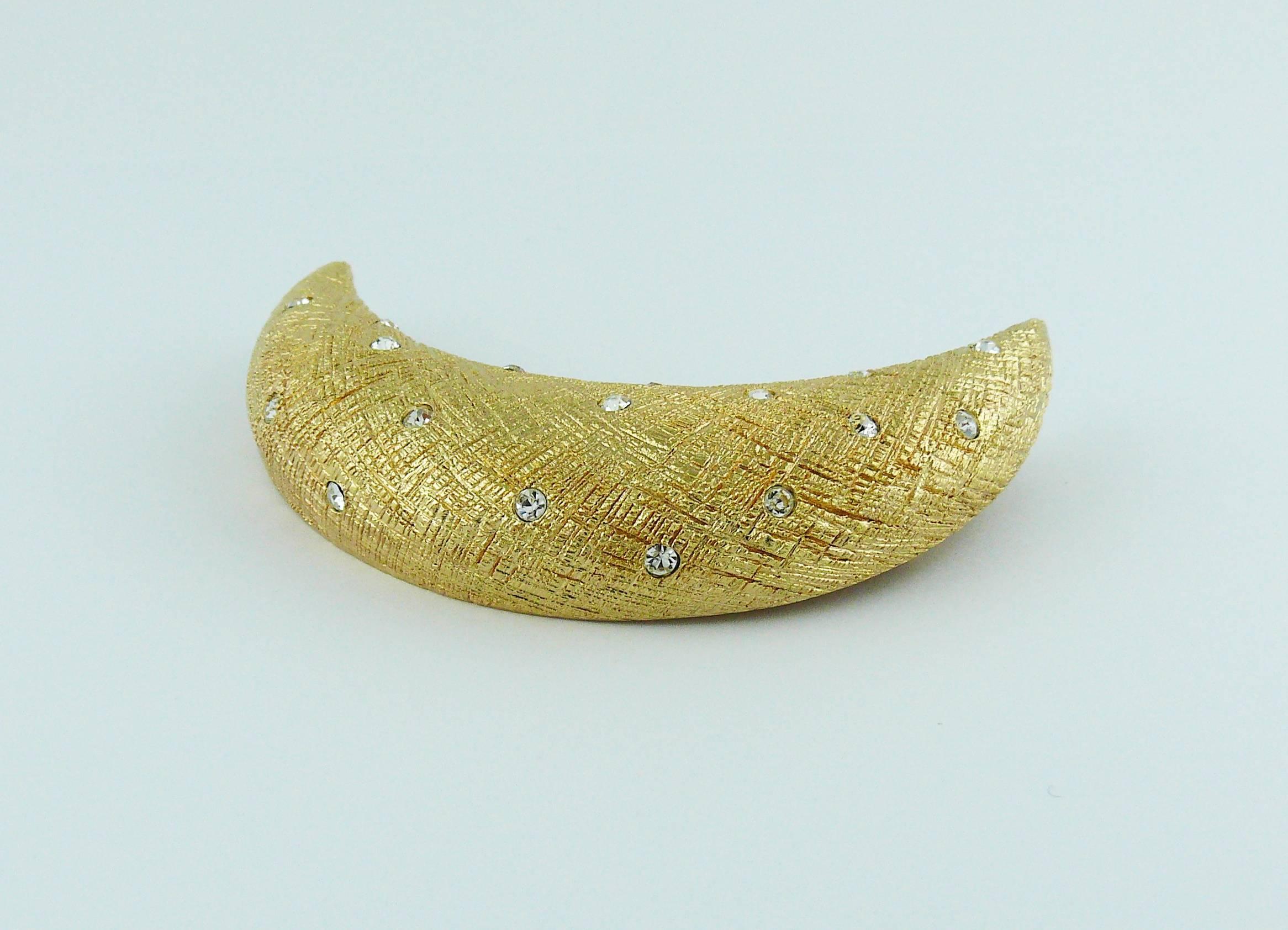 Christian Dior Broche Vintage Luna Creciente Diamante Tono Oro en Excelente Estado en Nice, FR