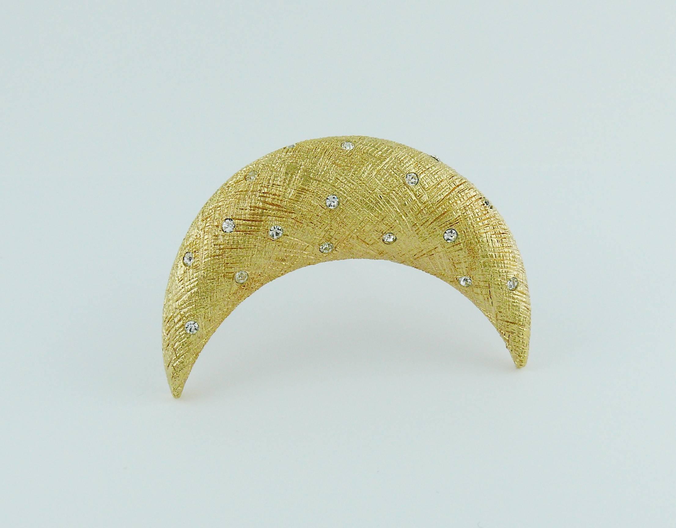 Christian Dior Broche Vintage Luna Creciente Diamante Tono Oro 2