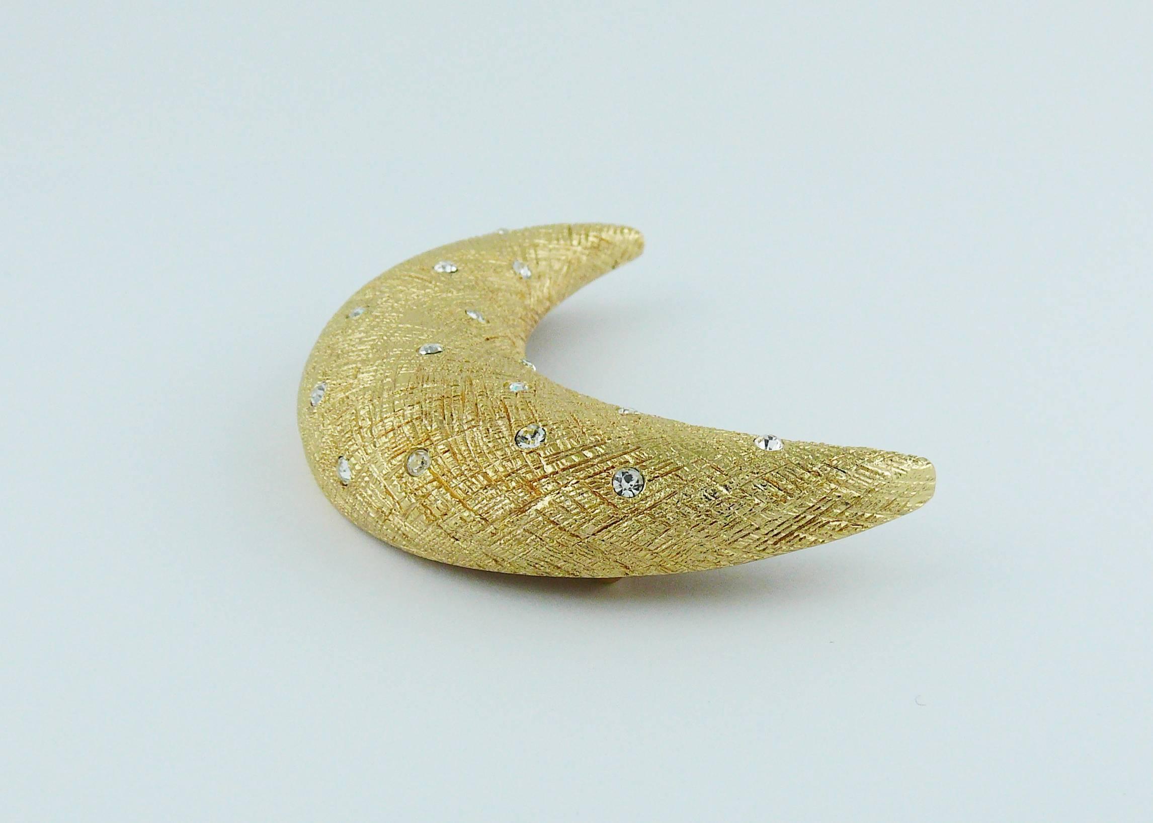 Christian Dior Broche Vintage Luna Creciente Diamante Tono Oro 1