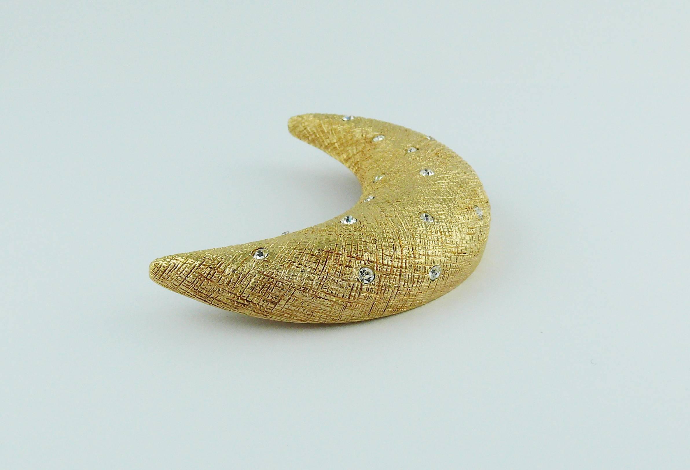 De las mujeres Christian Dior Broche Vintage Luna Creciente Diamante Tono Oro