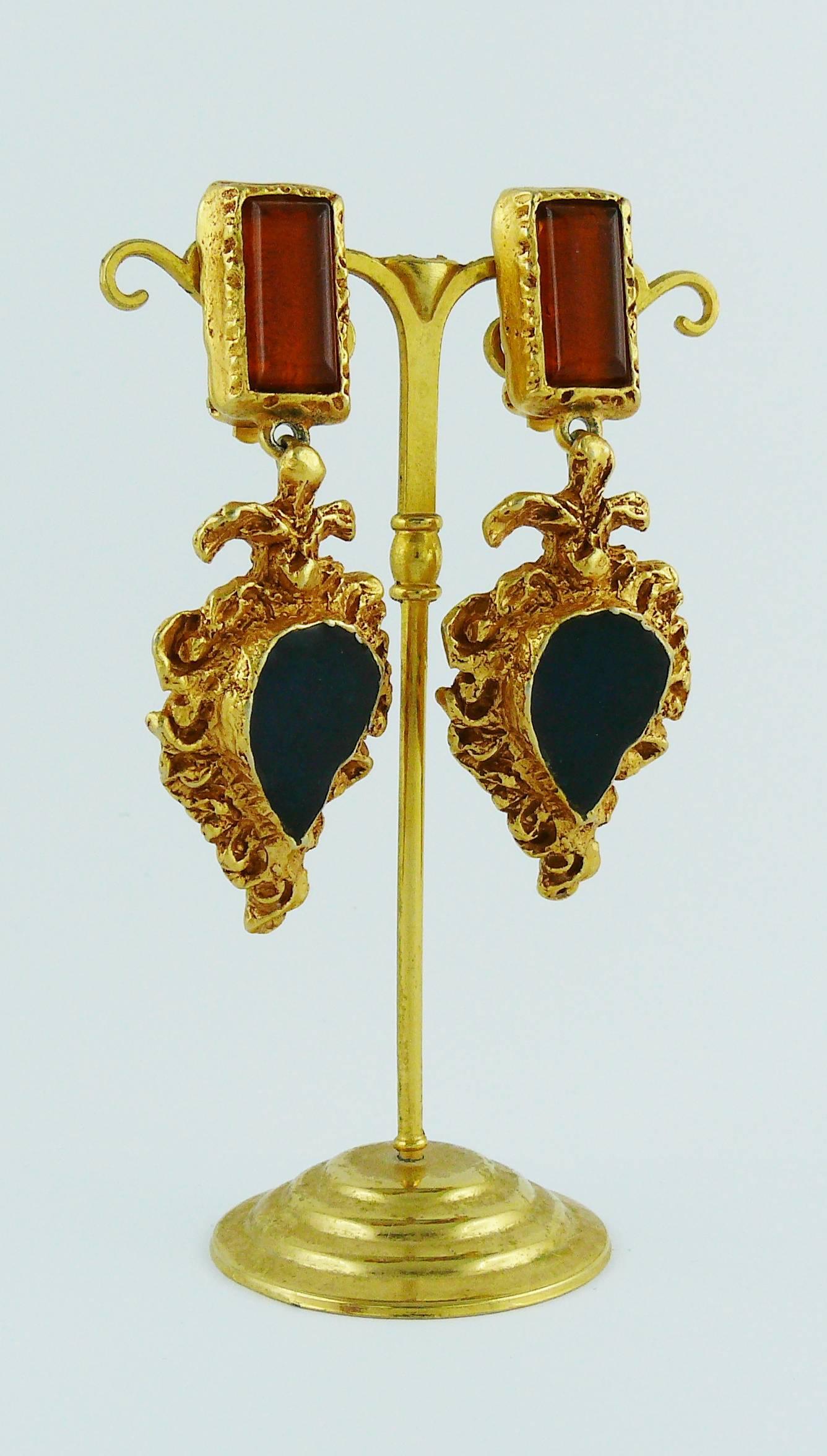 Christian Lacroix Vintage Baroque Dangling Earrings In Good Condition In Nice, FR