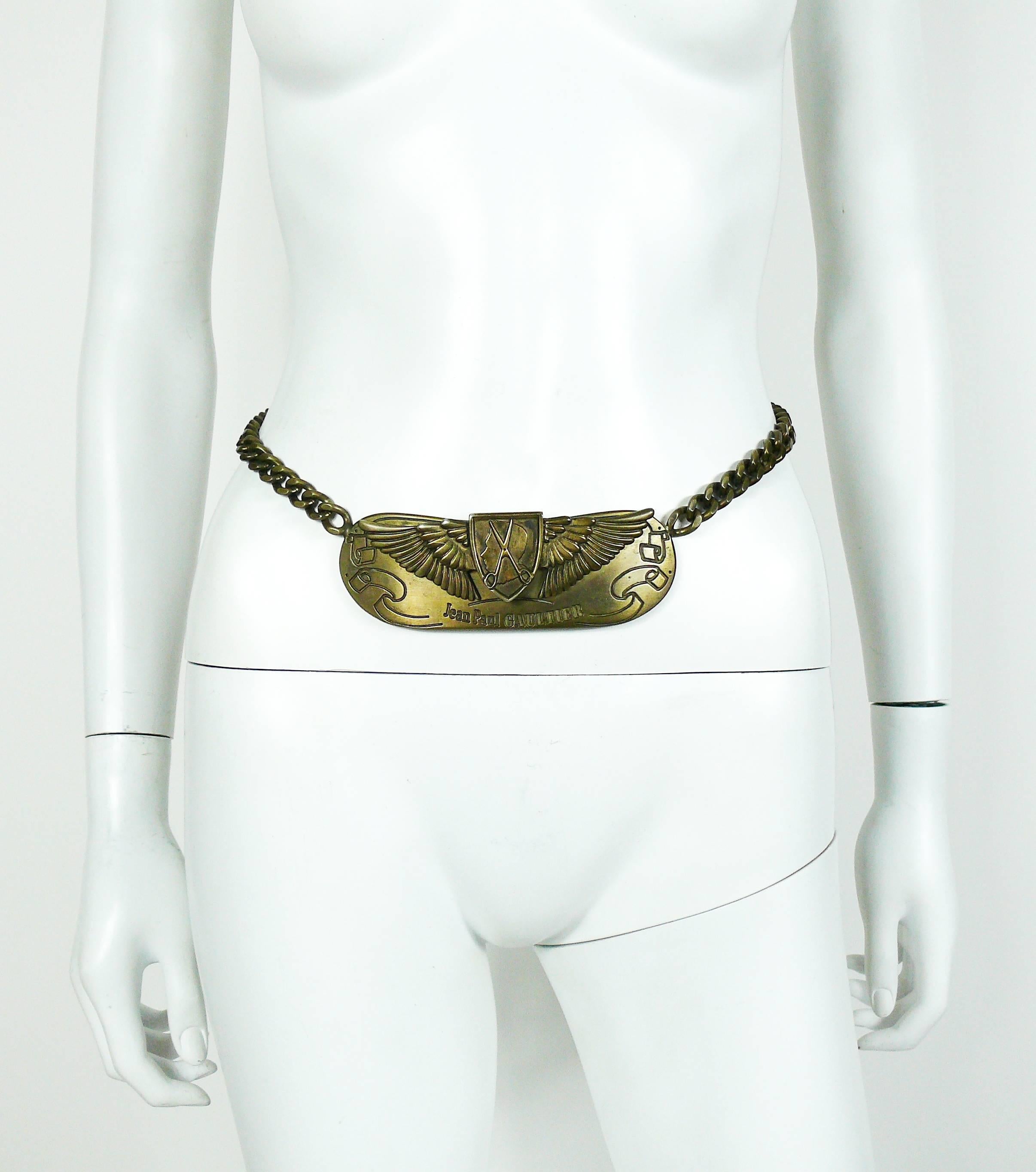 JEAN PAUL GAULTIER antiqued bronze tone belt featuring a 3-D 