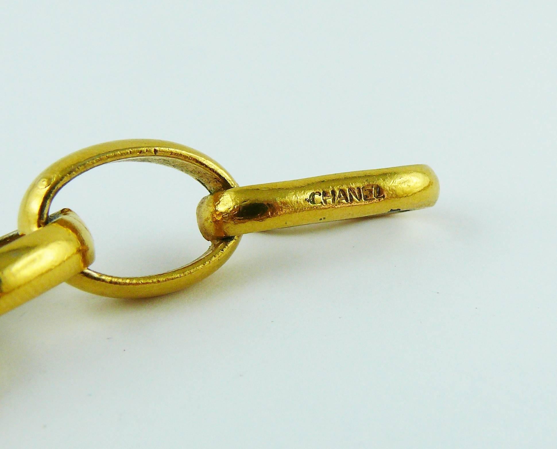 Chanel Vintage Iconic Gold Toned Cutout Openwork Logo Medallion Necklace Belt 6