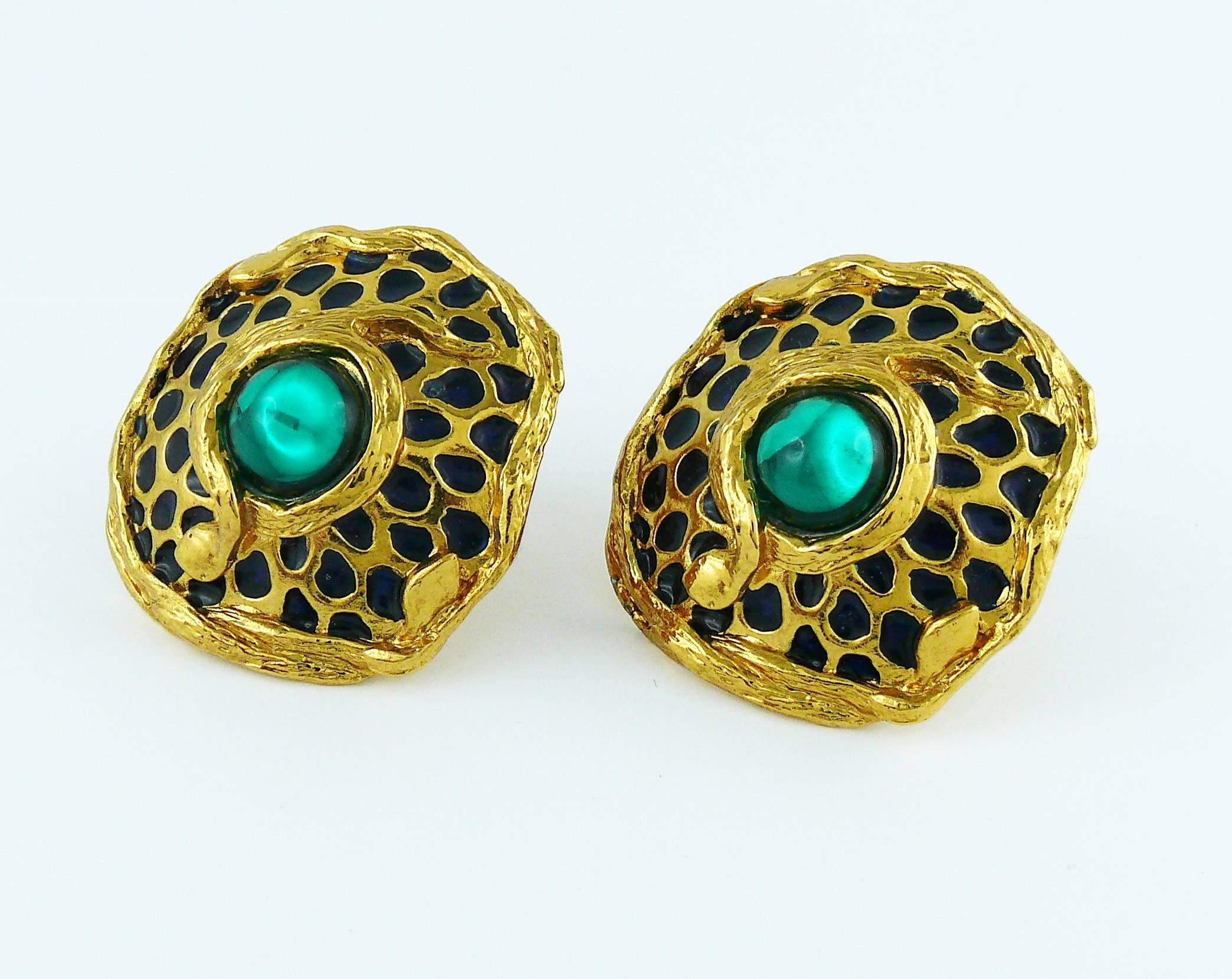 Yves Saint Laurent YSL Vintage Snake Serpent Clip-On Earrings In Excellent Condition In Nice, FR