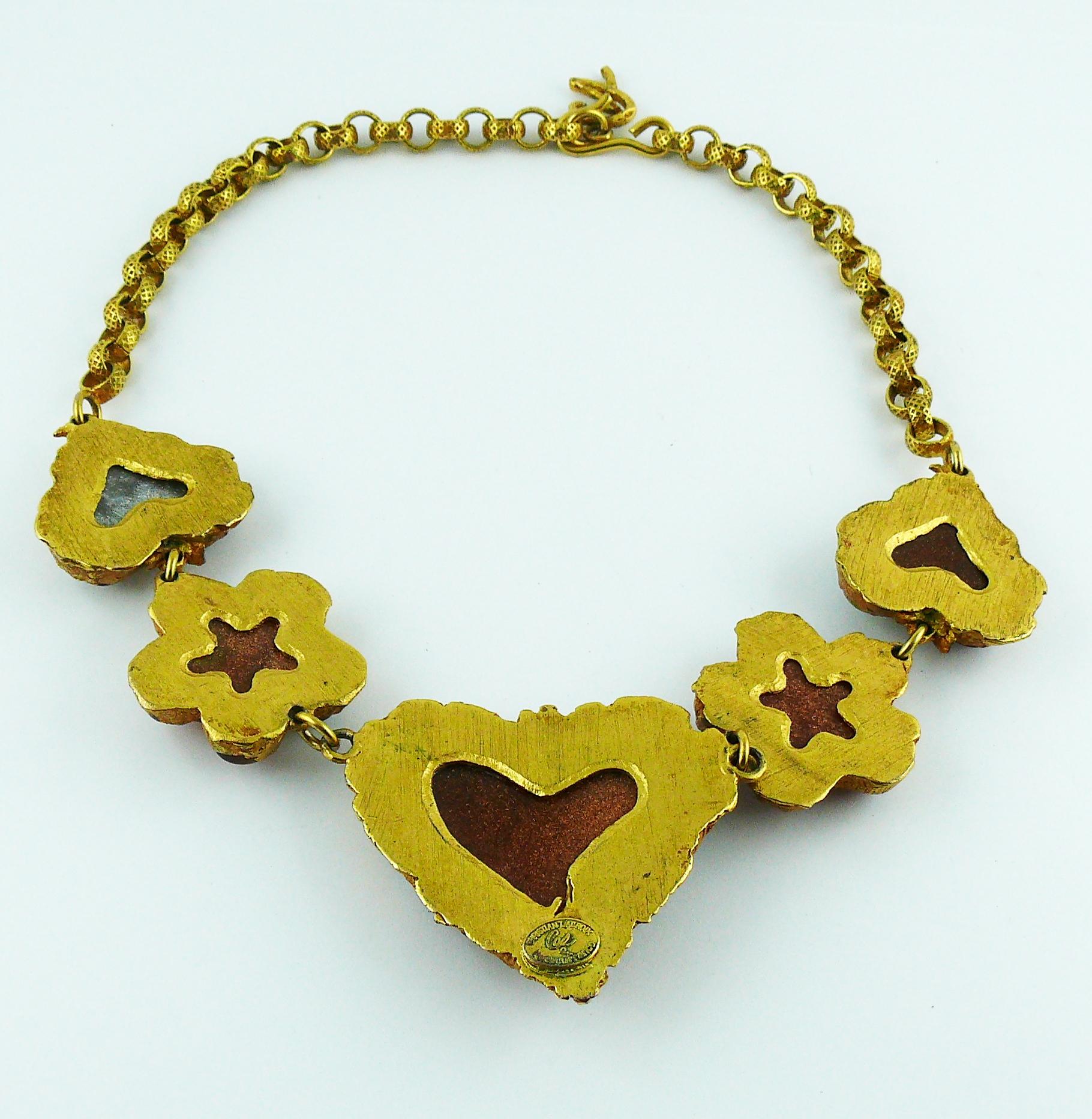 Christian Lacroix Vintage Multicolored Heart Necklace 5