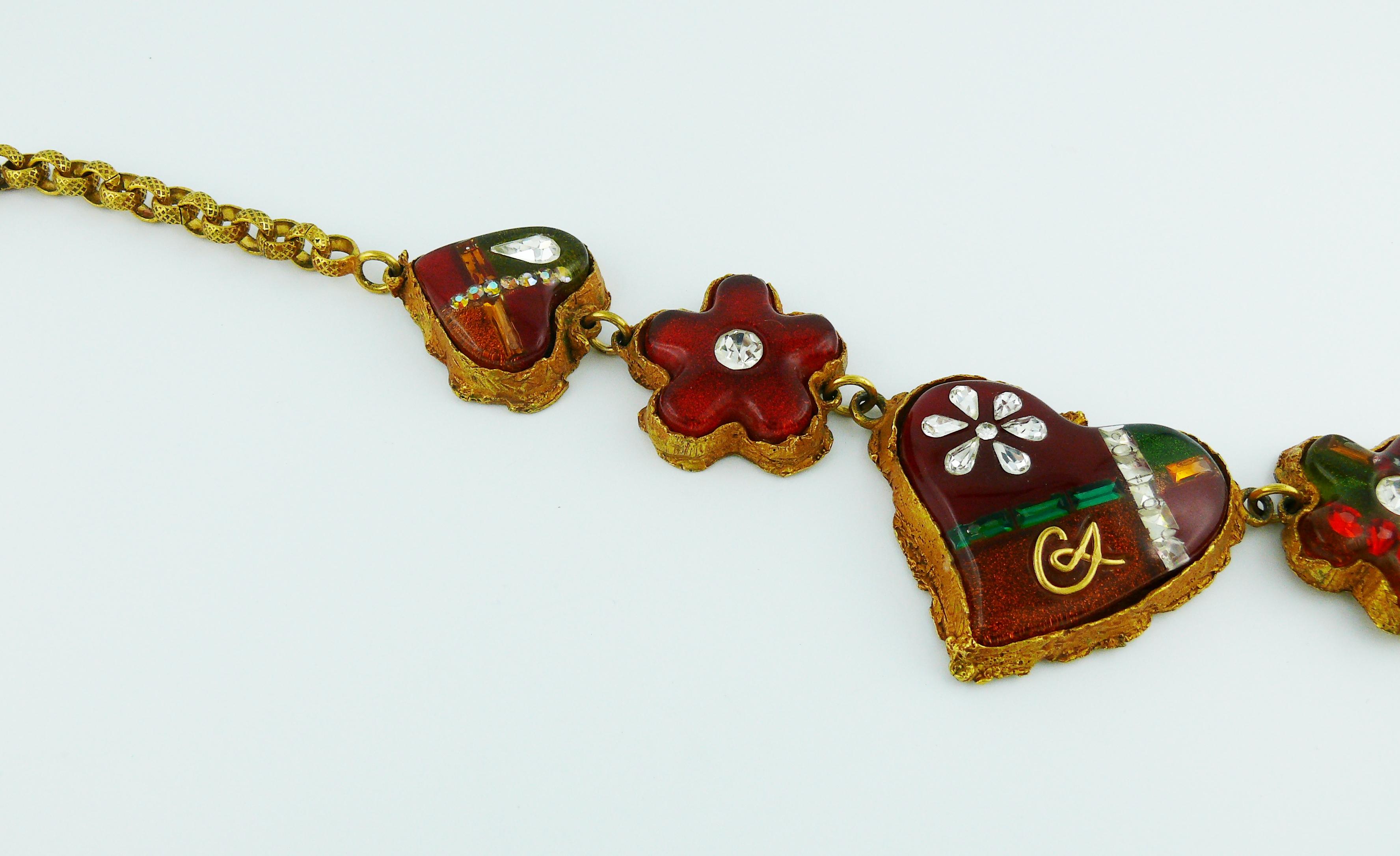 Women's Christian Lacroix Vintage Multicolored Heart Necklace