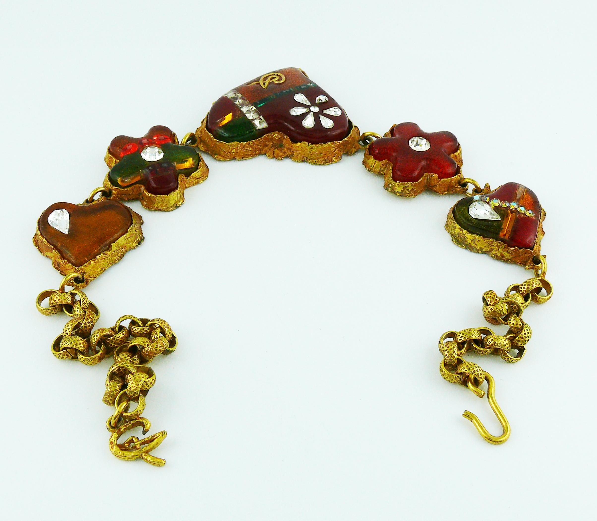 Christian Lacroix Vintage Multicolored Heart Necklace 3