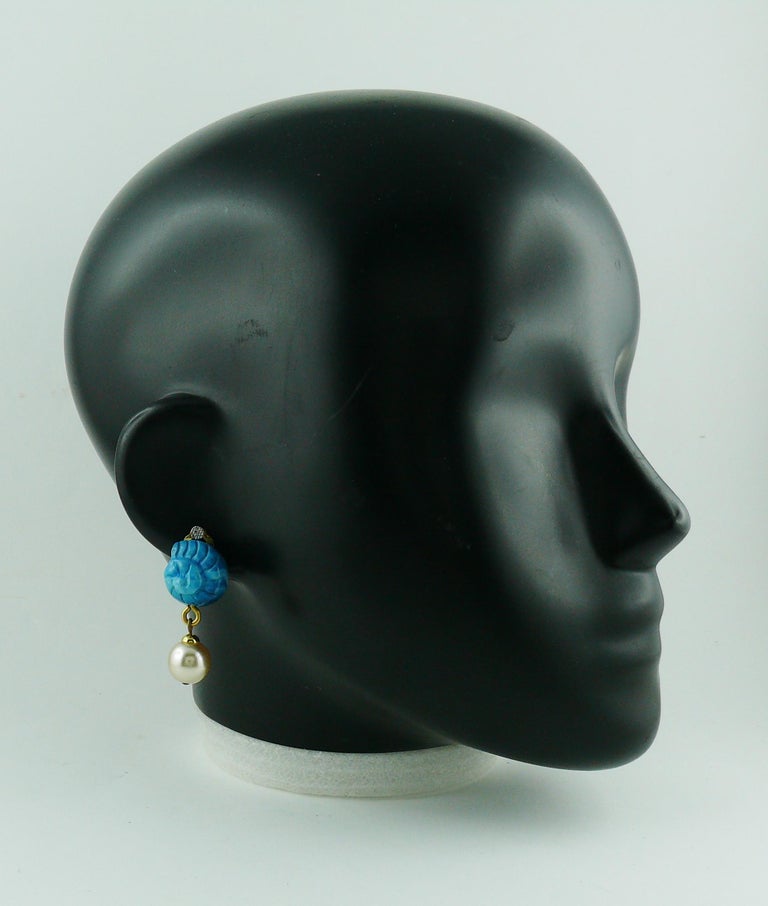 Yves Saint Laurent YSL Vintage Seashell Pearl ClipOn Earrings at 1stDibs