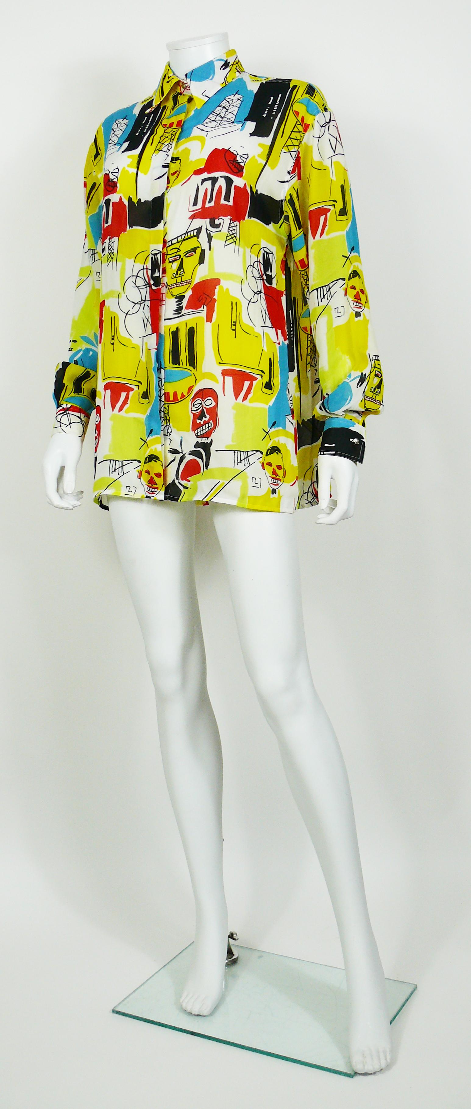 Yellow Versace Jeans Couture Vintage Basquiat Inspired Print Shirt