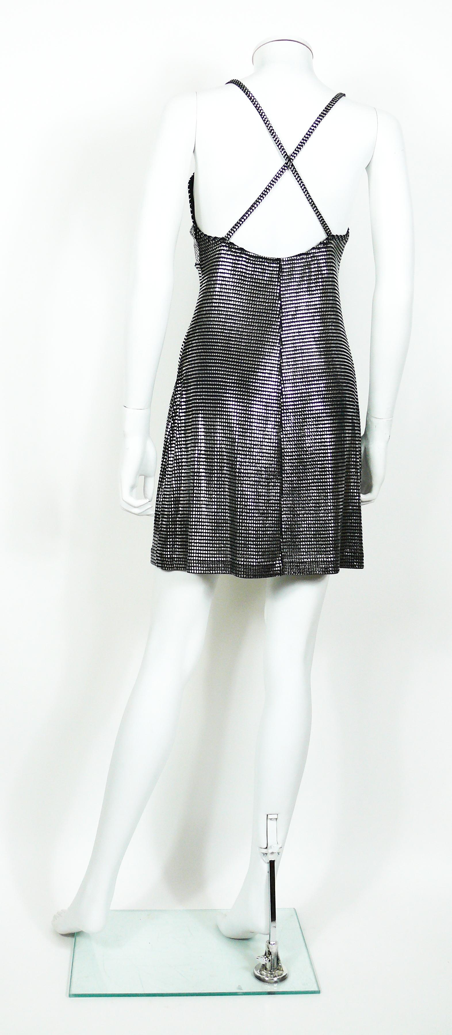 Black Paco Rabanne Silver Foil Grid Mini Dress