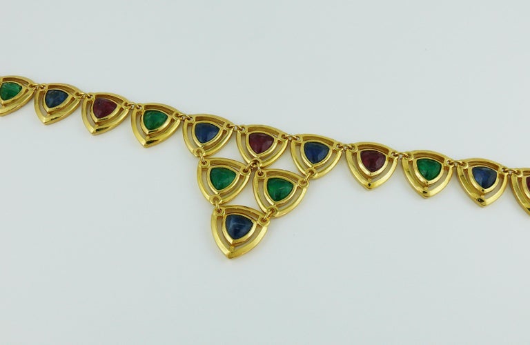 Christian Dior Vintage Gold Toned Faux Ruby Emerald and Sapphire