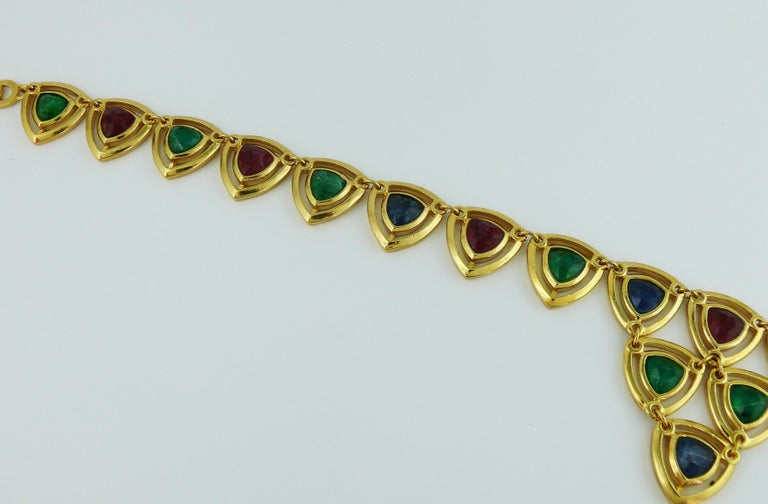 Christian Dior Vintage Gold Toned Faux Ruby Emerald and Sapphire