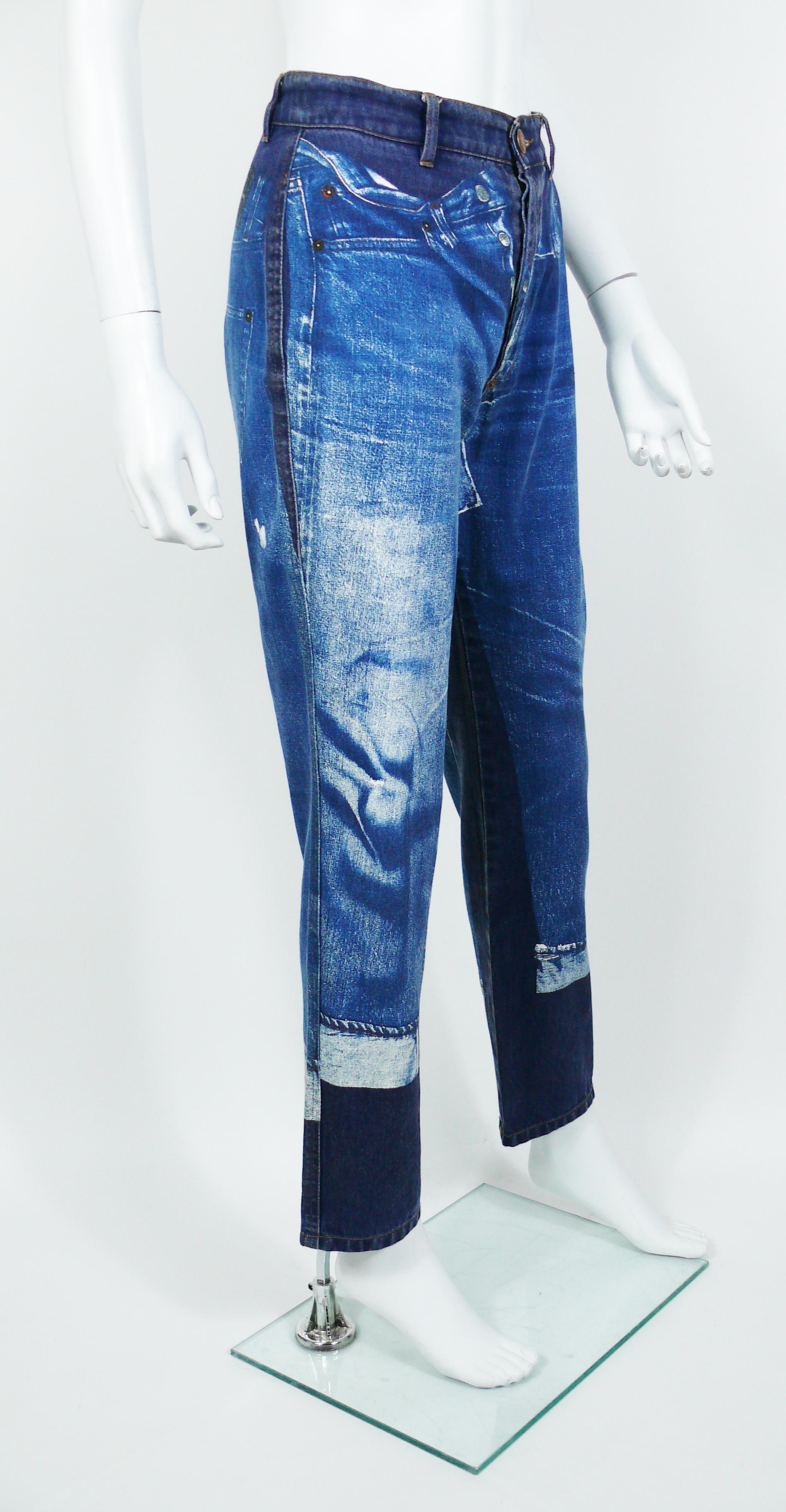 Blue Jean Paul Gaultier Vintage Trompe L'oeil Denim Pants Trousers