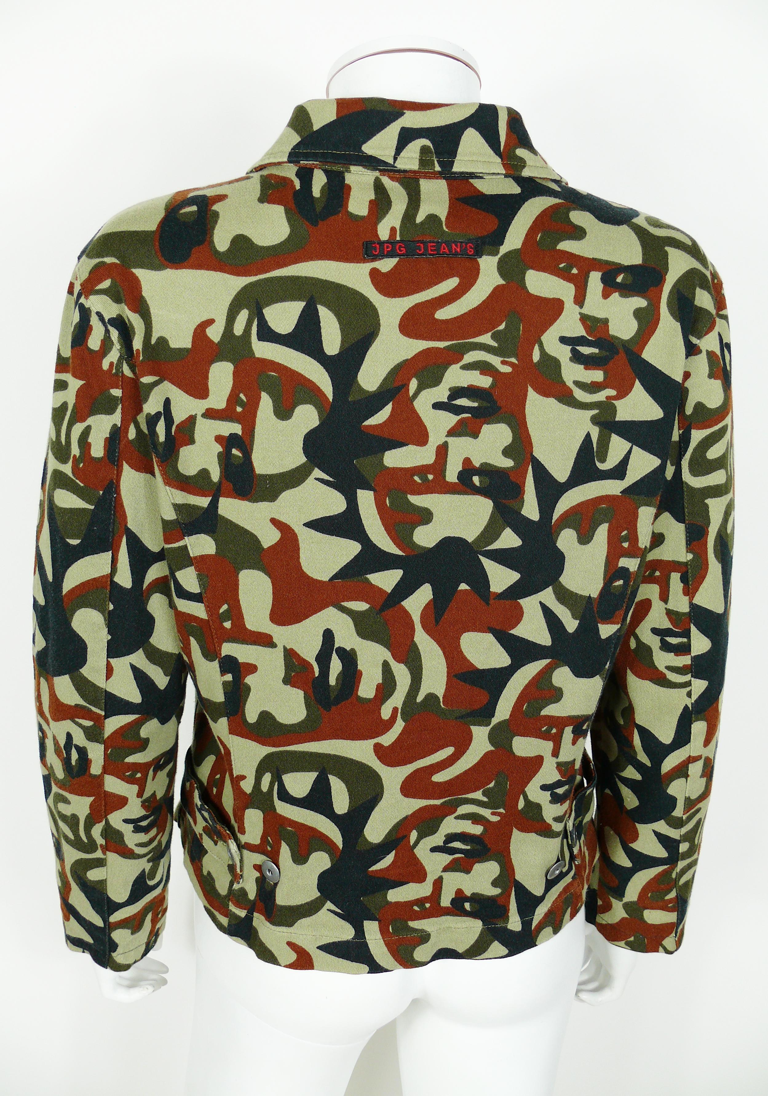 Jean Paul Gaultier Vintage Camouflage Faces Jacket US Size 10 1