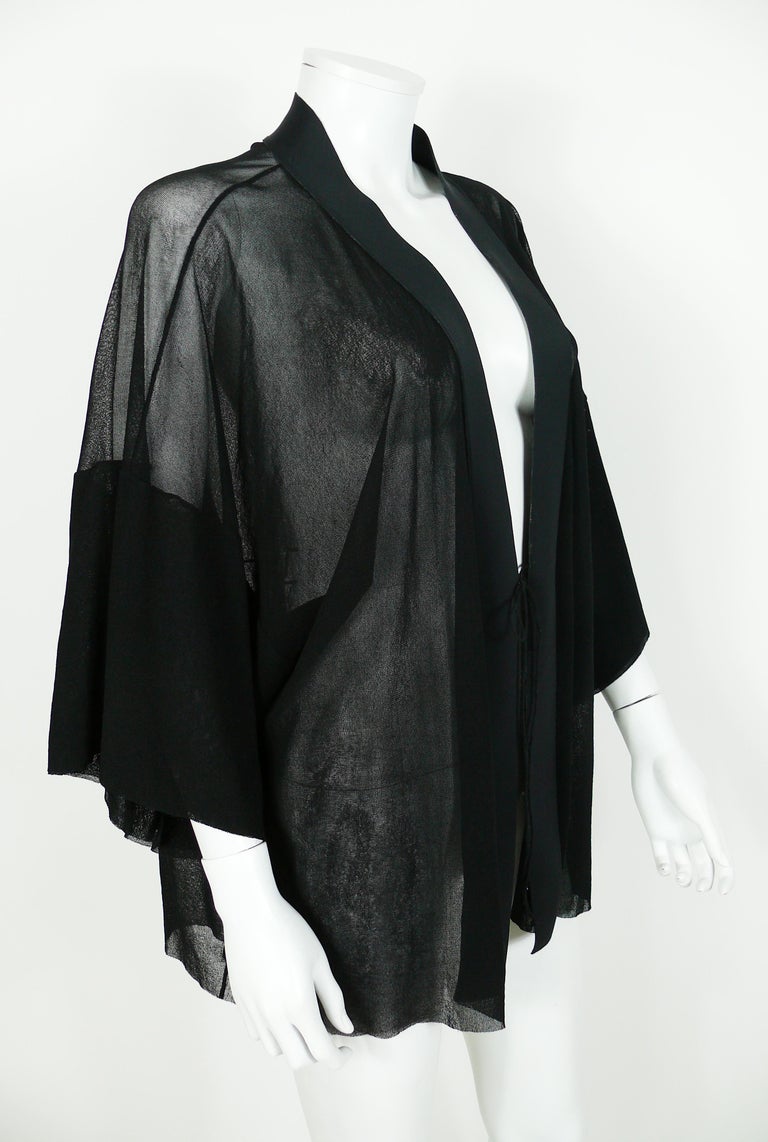 Jean Paul Gaultier Vintage Black Sheer Kimono Blouse at 1stDibs