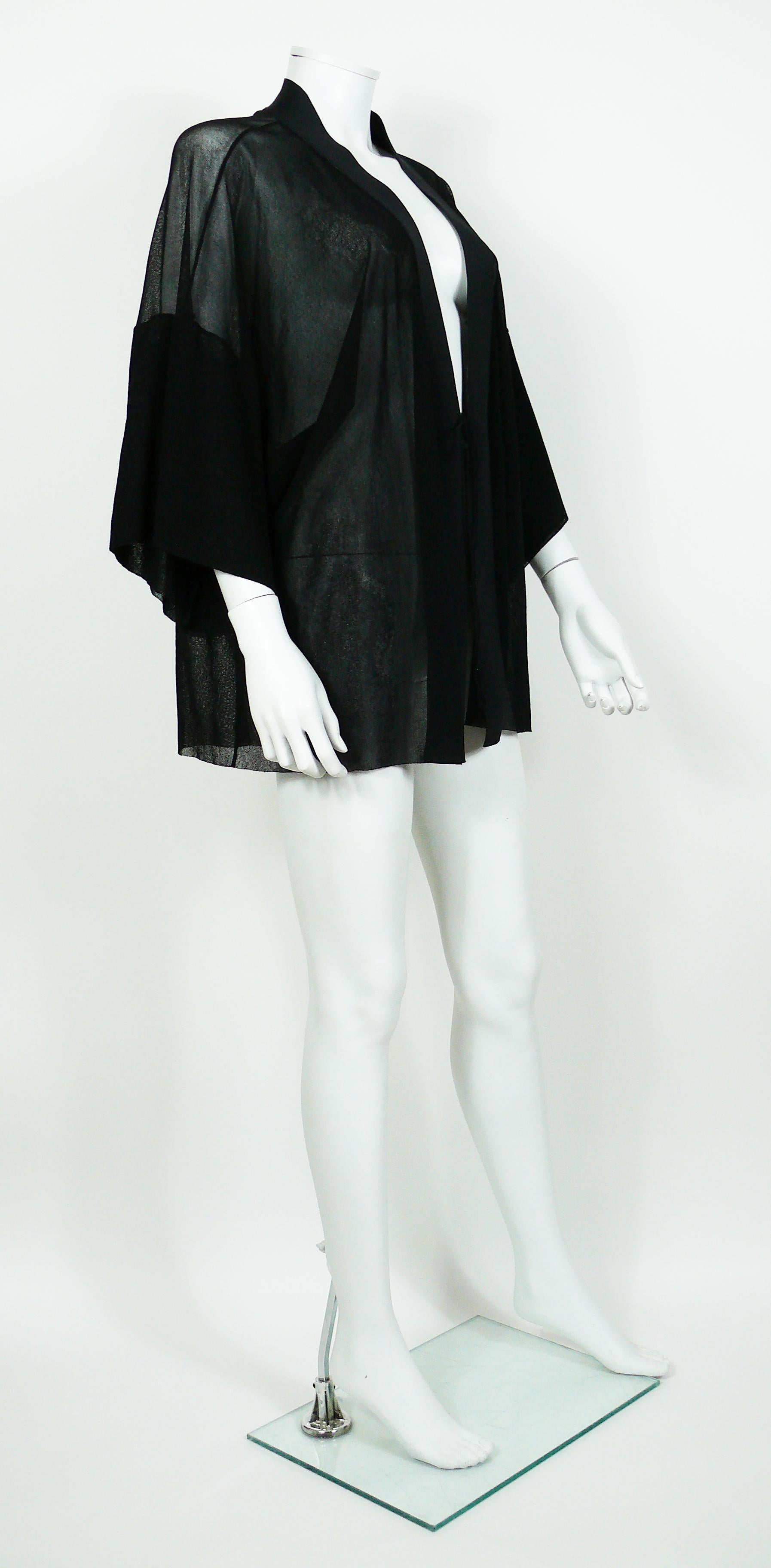 Jean Paul Gaultier Vintage Black Sheer Kimono Blouse In Good Condition In Nice, FR